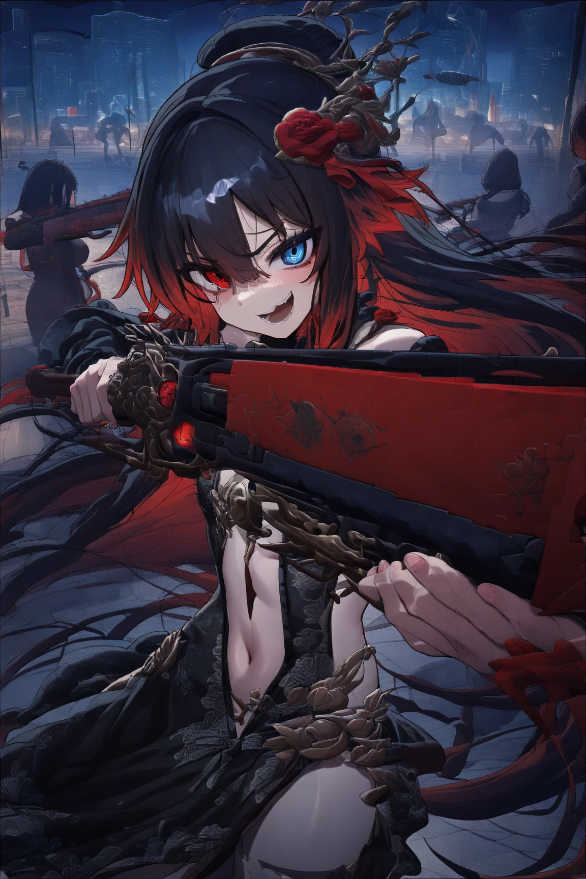 (best quality), detailed background,guro girl, horror, monster, bionic, zombie