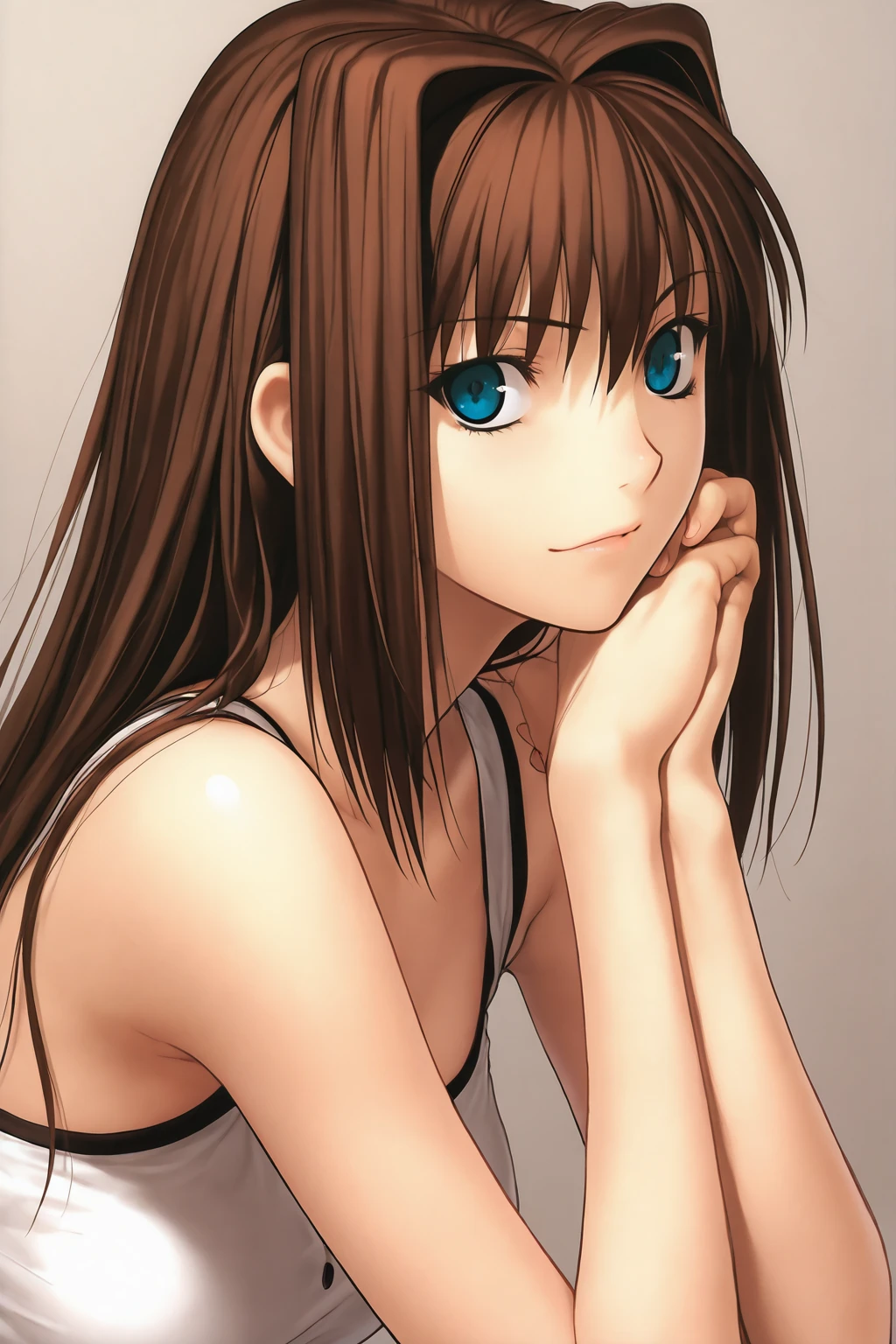 1girl, long hair, black hair, blue eyes, <lora:Mori Ran_20230725080431:1>, <lora:add_detail:1>