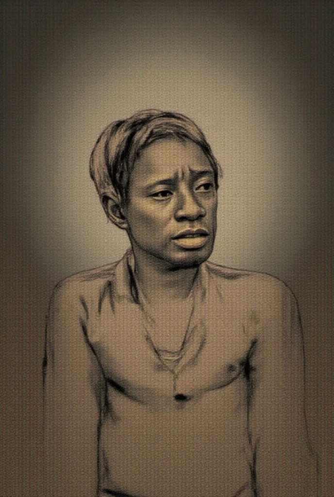 oil on canvas, Expressive Grumpy skinny Malian Woman, Facing forward, <lora:ALEYO_ON_CANVAS_v3:1>