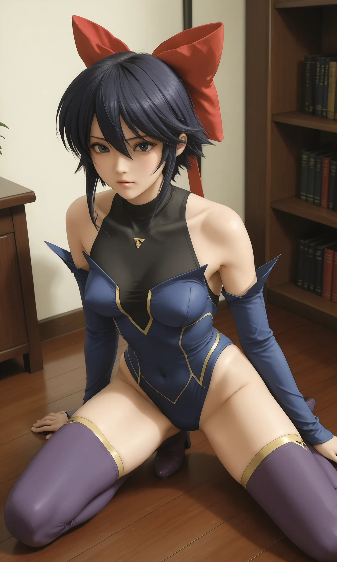 <lora:Matoi_Ryuuko_SDXL:1>,1girl, matoi ryuuko, senketsu, solo, breasts, short hair, navel, suspenders, skirt, underboob, thighhighs, revealing clothes, holding, medium breasts, two-tone hair, boots, blue eyes, black hair, white background, streaked hair, looking at viewer, closed mouth, thigh boots, simple background, hair between eyes, standing, black pleated microskirt, bangs, masterpiece, best quality, 8k, RAW, best quality, ultrarealistic, photorealistic, natural skin, detailed skin, (skindentation:0.3)