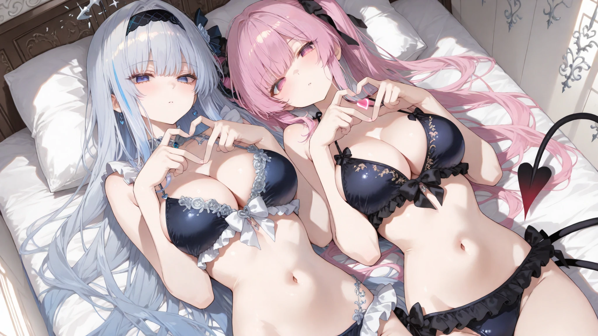 masterpiece, best quality, detailed, absurdres, sidelighting,
3d face, realistic, lustrous skin,
2girls, lying on bed, on back, side by side, head to head, indoors,
pink hair, long hair, purple eyes, rolling eyes, fucked silly, full blush,
breasts, nipples, long nipples, nipples erection, small areolae,
ass, pussy, (cum, cumdrip, facial, bukkake, cum on hair, cum on body, cum on breasts:1.2),
sweat, steam, heavy breathing, thick thighs, skindentation, topless, bottomless,
<lora:masusu_v10:0>,
cameltoe, front pussy, slit_pussy, <lora:InniePussy1_v3:0>,
empty eyes, hypnoLora, <lora:ConceptBlankEyesHypnosis_v10:0>,
headwear, white legwear, detached sleeves, yaemikodef, <lora:yaemiko1_000008:0.75>
AND
masterpiece, best quality, detailed, absurdres, sidelighting,
3d face, realistic, lustrous skin,
2girls, lying on bed, on back, side by side, head to head, indoors,
purple hair, long hair, purple eyes, rolling eyes, fucked silly, full blush,
breasts, nipples, long nipples, nipples erection, small areolae,
ass, pussy, (cum, cumdrip, facial, bukkake, cum on hair, cum on body, cum on breasts:1.2),
sweat, steam, heavy breathing, thick thighs, skindentation, topless, bottomless,
<lora:masusu_v10:0>,
cameltoe, front pussy, slit_pussy, <lora:InniePussy1_v3:0>,
empty eyes, hypnoLora, <lora:ConceptBlankEyesHypnosis_v10:0>,
braid, black legwear, detached sleeves, yraidenshogundef, <lora:raidenshogun1_000009:0.75>