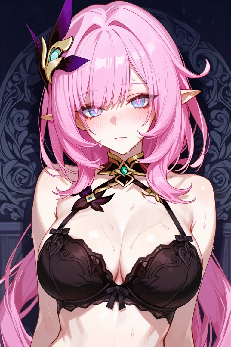 anime boy, Femboy , pink hair, very revealing clothes and small  