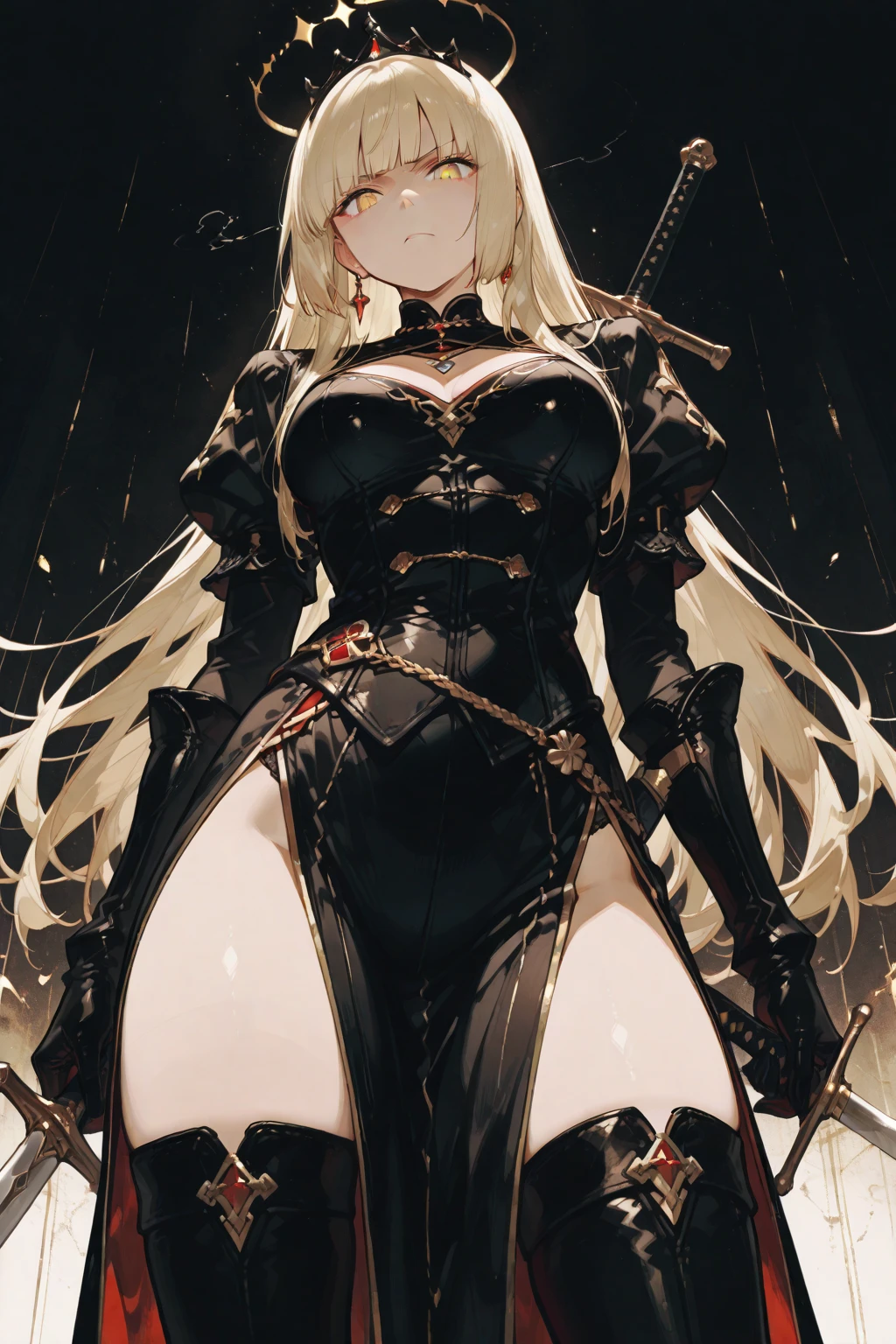 (score_9, score_8_up), score_7_up, score_6_up, best quality, highest quality, BREAK 
2b \(nier:automata\), mask, thick thighs, thighhighs, skirt, holding sword,
 <lora:S_Tier_PDXL_V1:0.8>