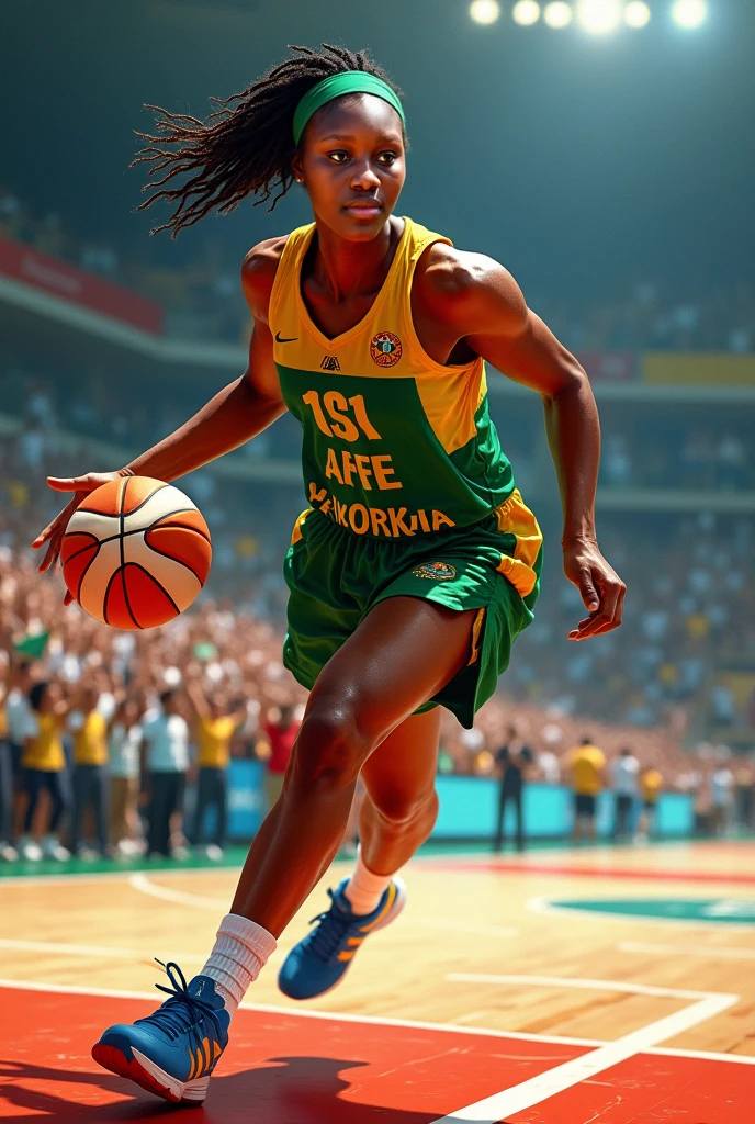 girl basketball player on court lying stockphotoimages, in the style of dark orange and green, kurt wenner, panasonic lumix s pro 50mm f/1.4, lively and energetic, polixeni papapetrou --ar 283:186 --v 5