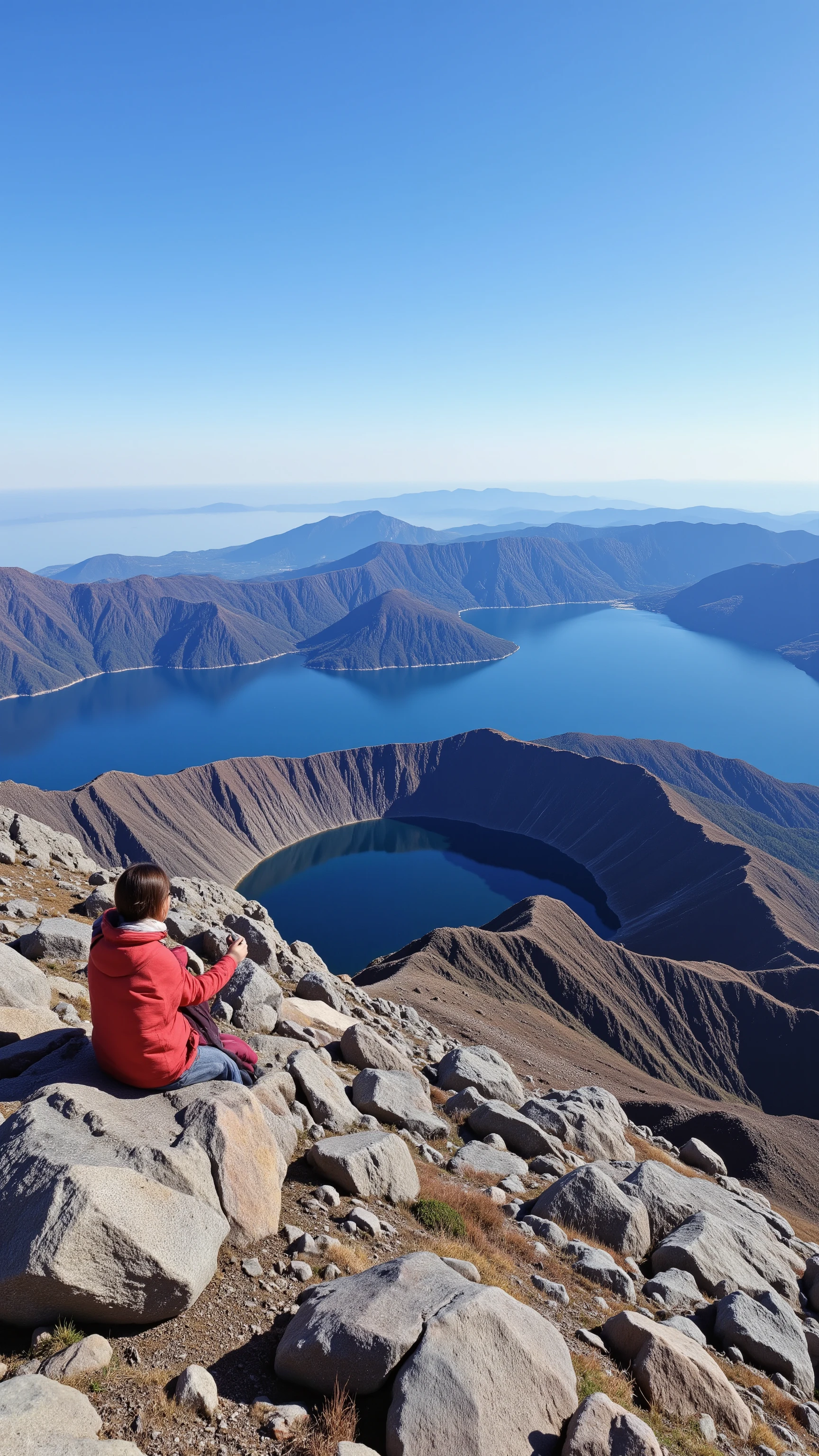 highdefinition image、The majestic beauty of Mt. Baekdu on the border between China and North Korea、An untouched volcanic crater lake standing on the summit、Amaike（Tenchi）The entire volcanic crater is a large lake、Snow remains in the crater part、上空からの景色、