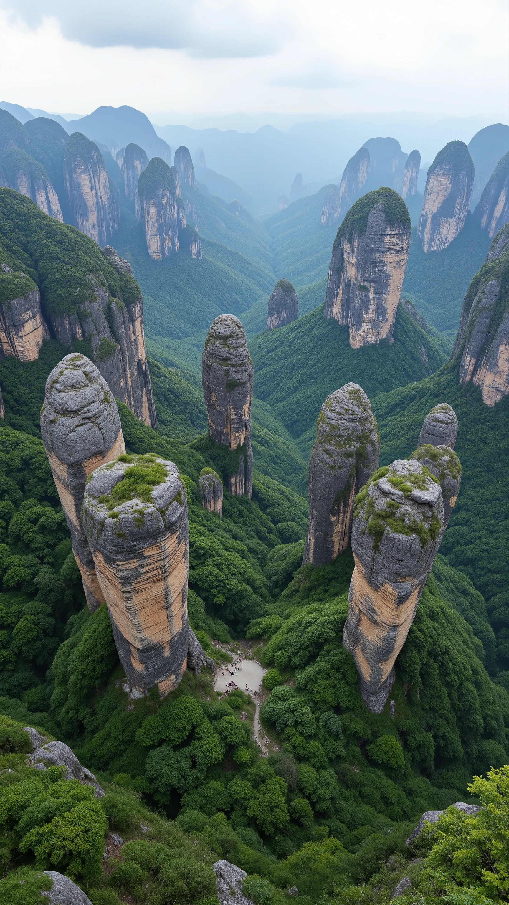 high-definition images、Sandstone Peak in Zhangjiajie, China、There are many green-covered limestone boulders in towers and mountains