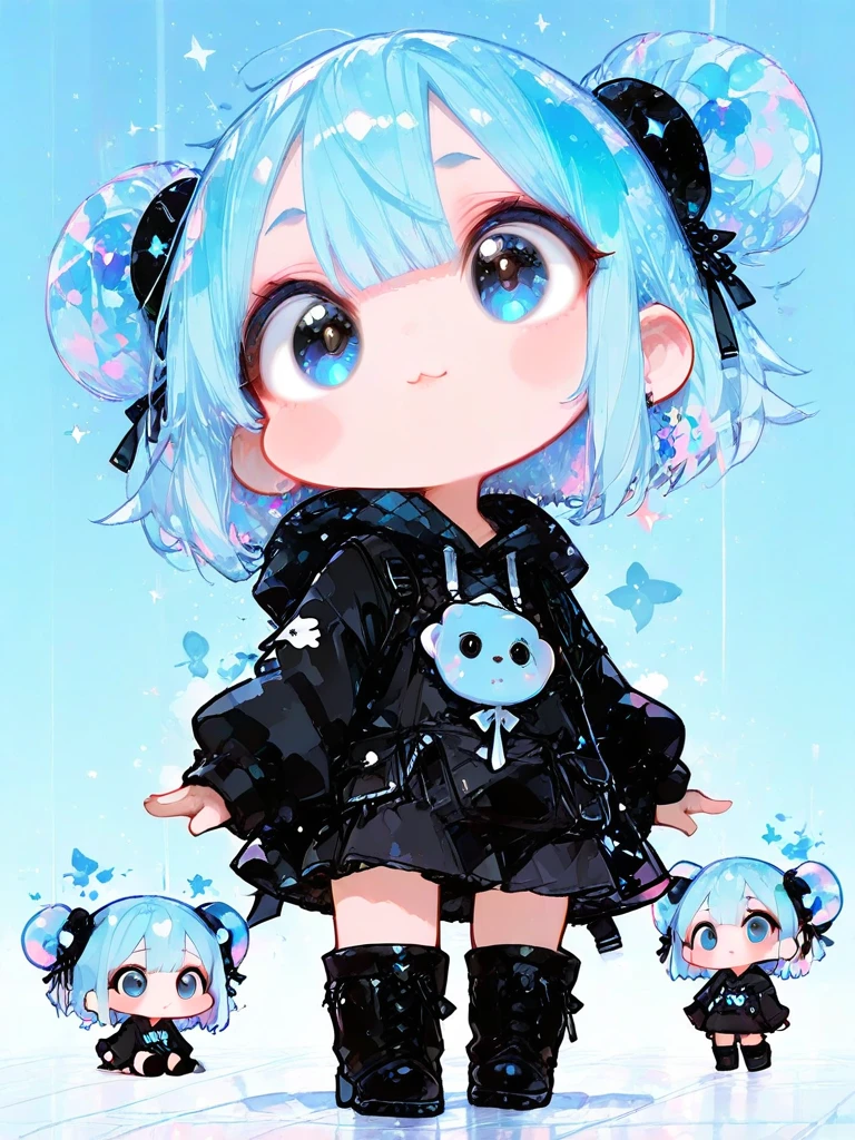 1 girl, chibi style, petite cartoon,big  eyes