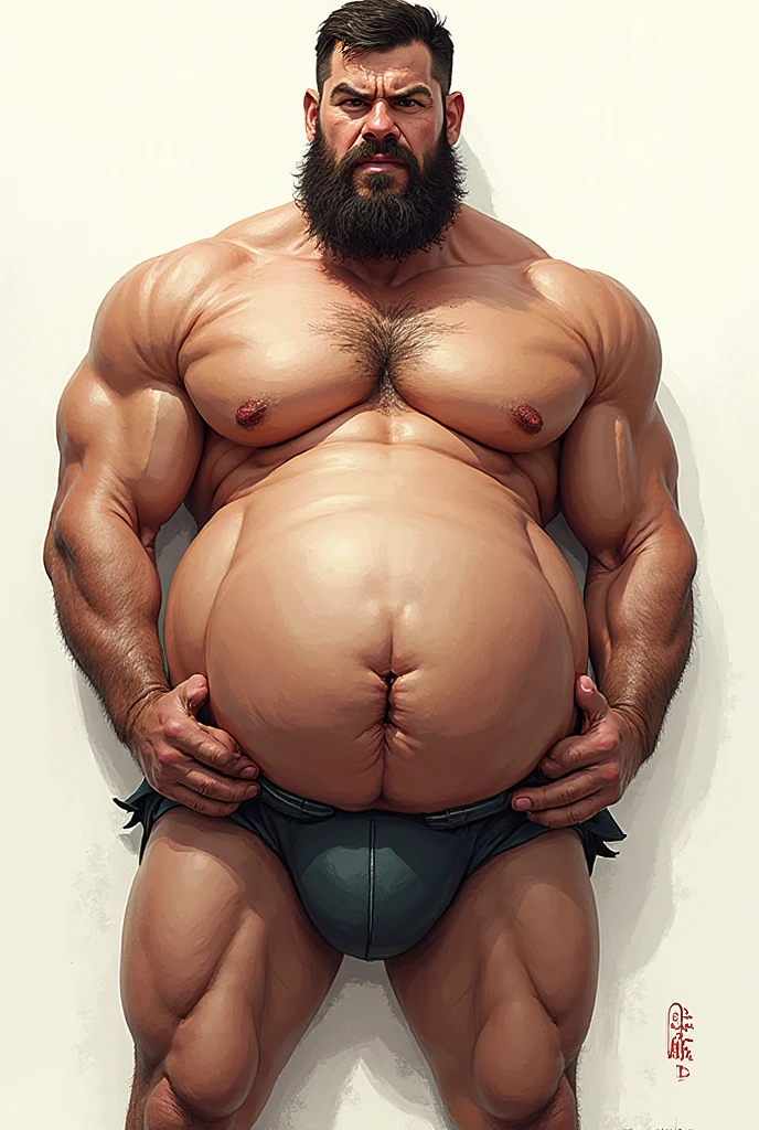 huge grey-haired chubby beefy (fat) male 30yo, buzzcut, stubble, foreskin penis balls, chubby round face, intense huge ((anal sex)), (cum), realistic, spread legs, thick thighs, open mouth, (brown eyes) <lora:STYLE_CoolKids:0>