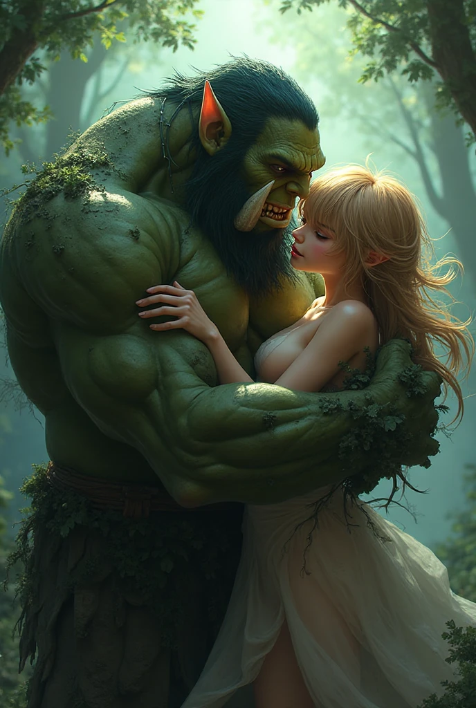 a woman giving an blowjob to a man in forest, rloiselstyle <lora:Loisel_NSFW_v3:0.7>