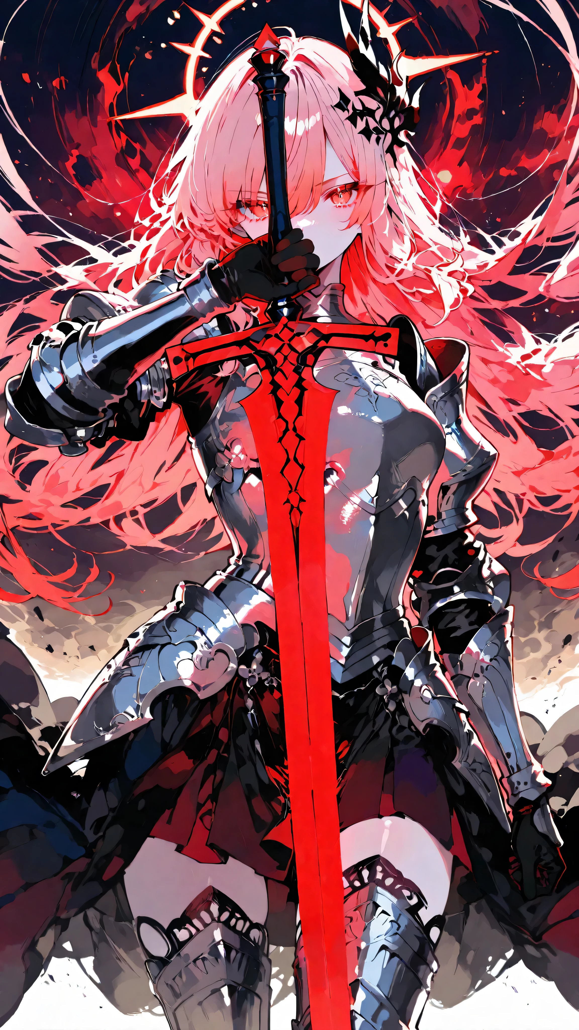 2 meninas, an animation style illustration in the Mochizuki Kei style, featuring clean and refined shading. Two goddesses locked in an intense confrontation: the goddess of light in white armor your shining sword against the blade of Goddess of Darkness in Black Armor, who counterattacks with their dark sword, dynamic and powerful poses transmitting anger and tension in the clash of their swords. experience: dramatic, stylized environment with turbulent skies and strong contrast of light and shadow, subtle gradients and soft lighting to emphasize the epic confrontation, with a limited sophisticated palette.