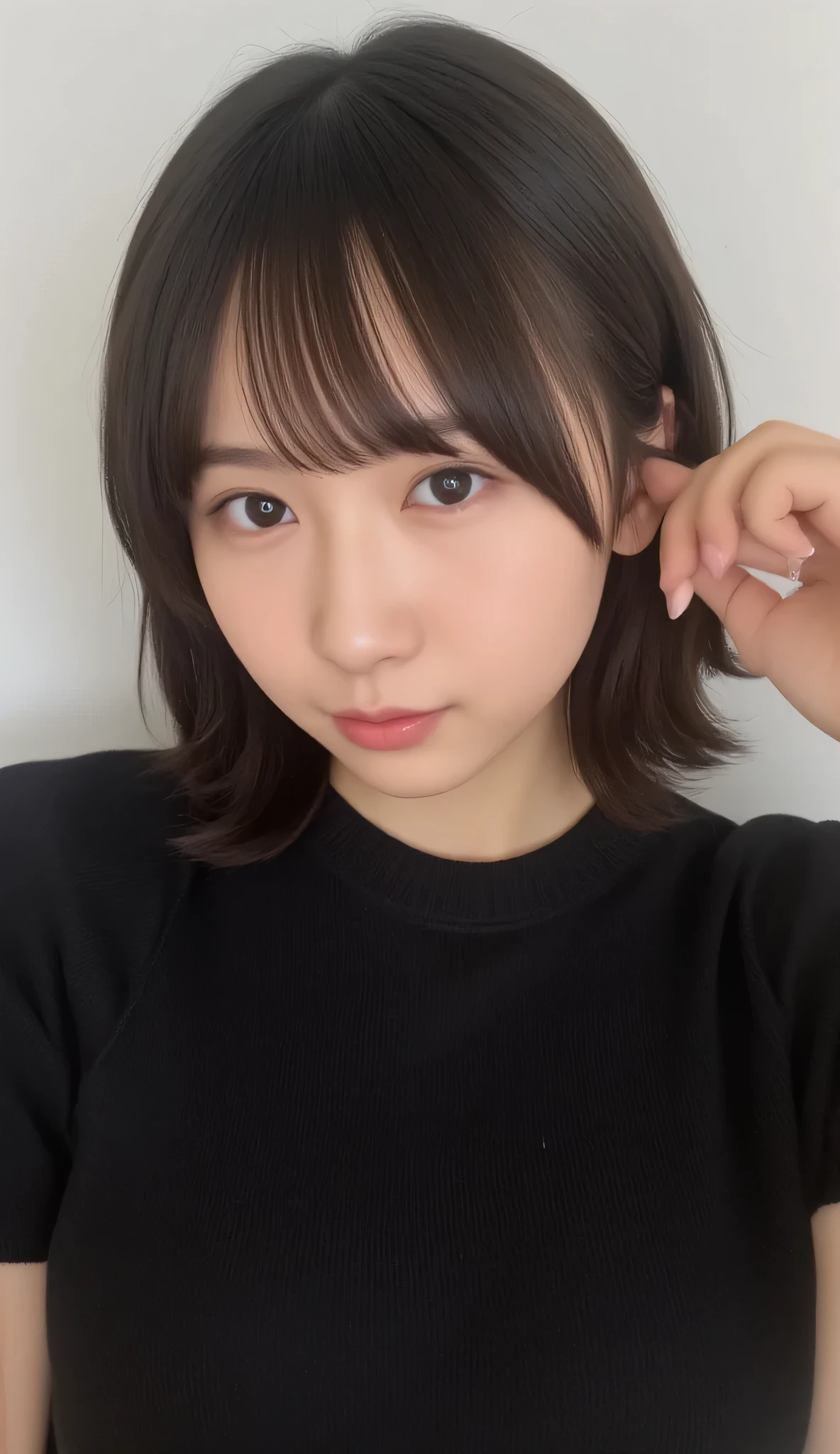 1girl, Solo, High Resolution, Masterpiece, Anatomically Correct, Accurate, real proportions, detailed skin, detailed face, Best Quality, real life style, black hair, bob hair, glasses, black clothing, portrait, tween