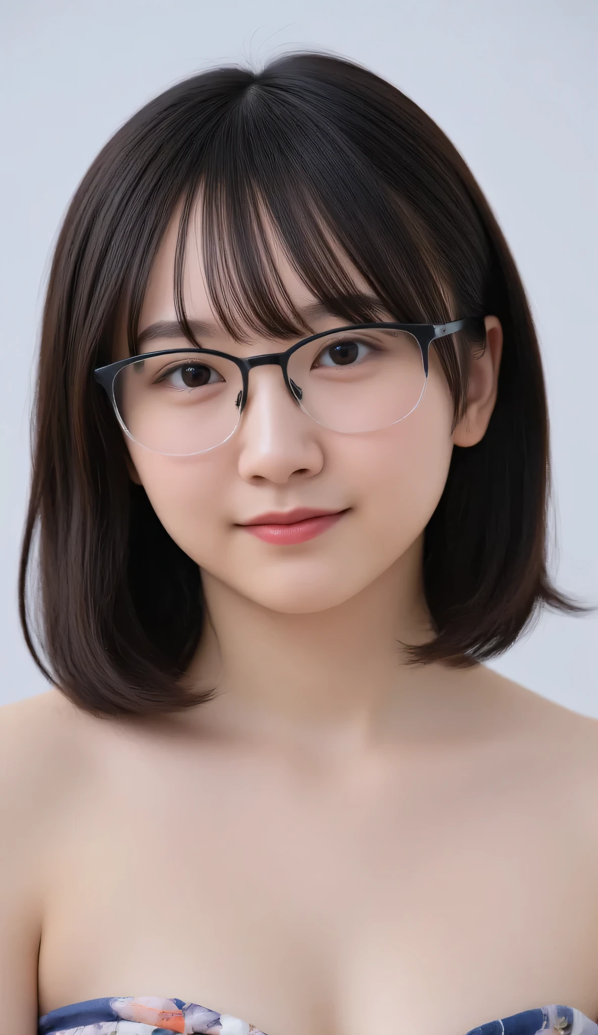 1girl, Solo, High Resolution, Masterpiece, Anatomically Correct, Accurate, real proportions, detailed skin, detailed face, Best Quality, real life style, black hair, bob hair, glasses, portrait, tween