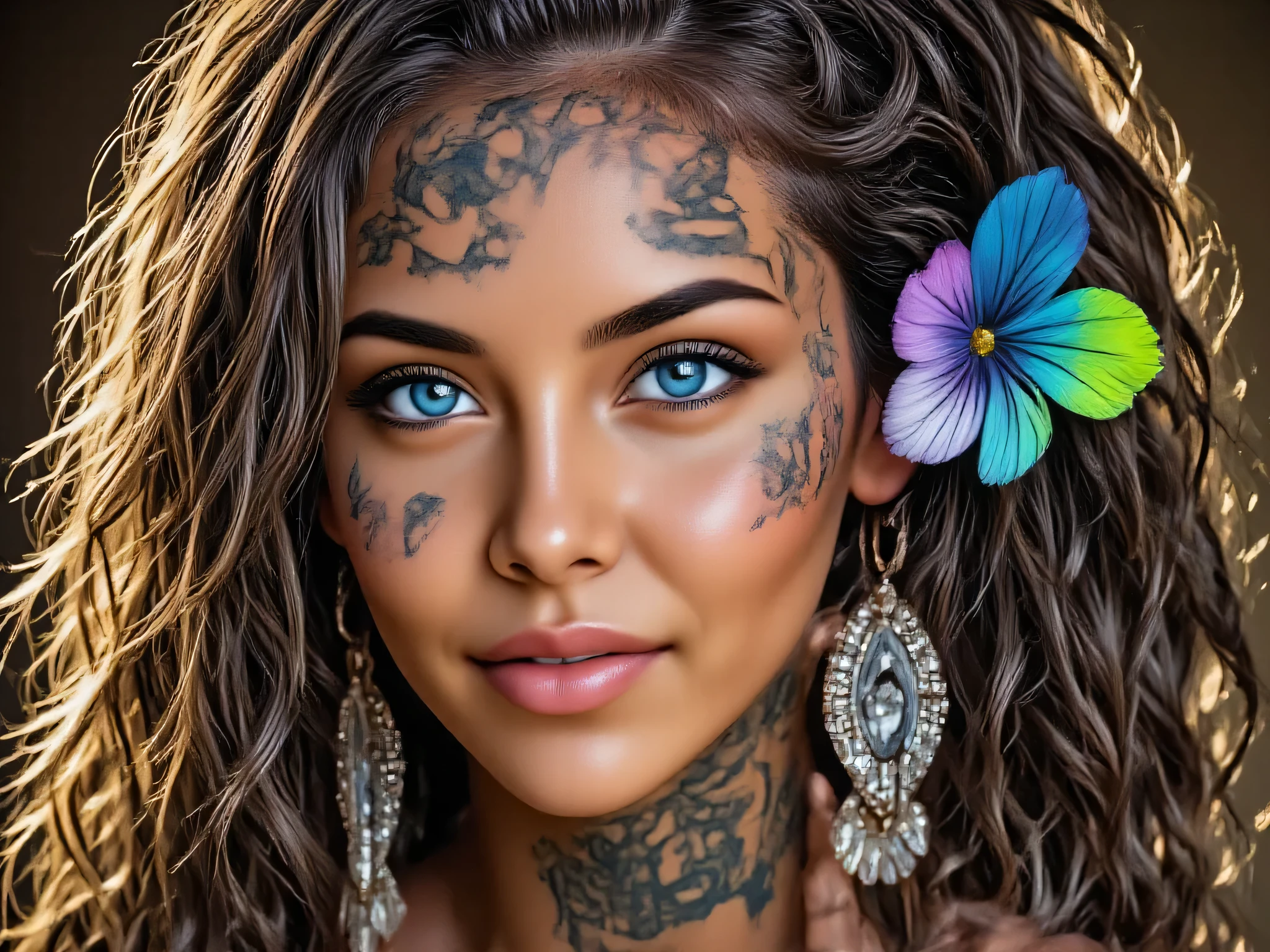 a close up of a woman with tattoos on her body, detailed beauty portrait, beautiful detailed body and face, photo of a beautiful woman, detailed beautiful portrait, ultra detailed portrait, ultra realistic digital painting, highly detailed portrait, detailed color portrait, realistic digital painting, gorgeous face portrait, highly detailed photo portrait, hyper-detailed portrait, full face and body portrait