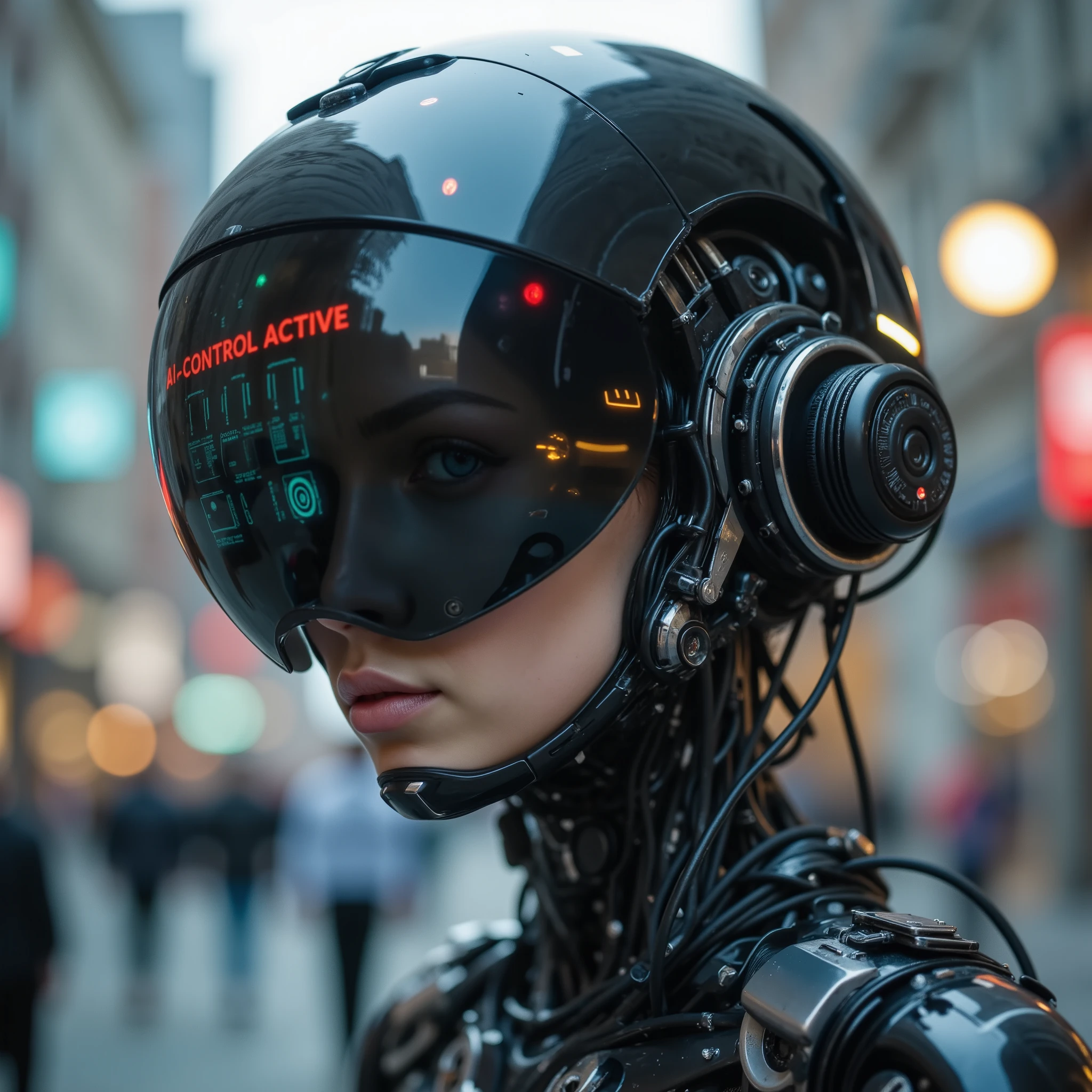 um close de uma mulher usando fones de ouvido e terno, perfect android girl, beautiful android woman, retrofuturistic female android, garota ciborgue, android feminino ultra detalhado, beautiful female android, cute garota ciborgue, ciborgue - garota, linda garota ciborgue, robot girl, ( ( robot cyborgs ) ), beautiful female android!, female android science fiction, beautiful garota ciborgue