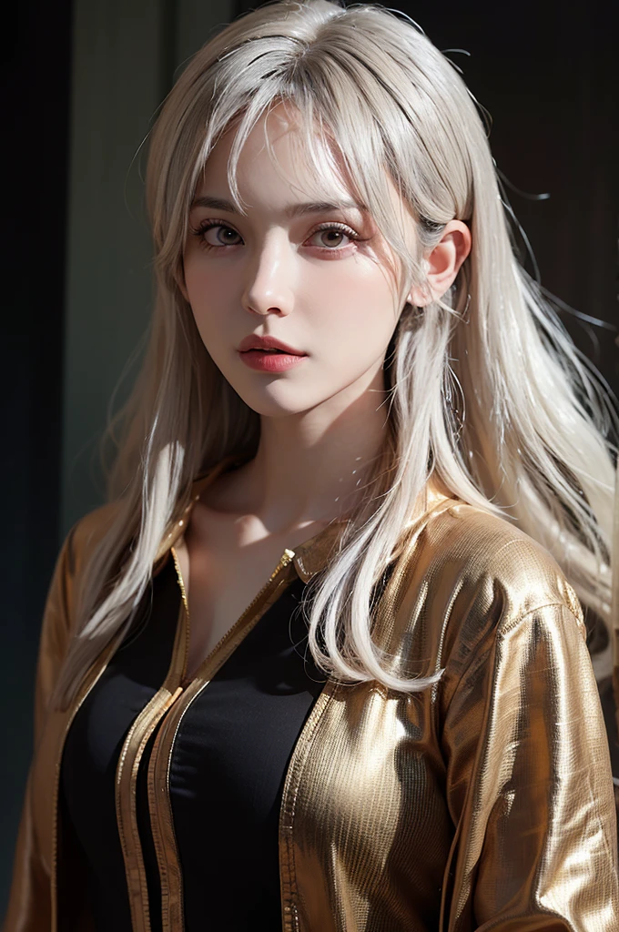 , 8k, High-level, absurd, masterpiece, best quality, primitive, very detailed CG, very detailed wallpaper, perfect lighting, Extremely detailed (((The personifying " ユマ サーマン in Kill Bill " as a Little Girl))), MysticSight, Tyndall effect, Tyndall scattering, Studio gray background with (many Dazzling RainbowColor particles BokeH:1.28), (RoundlyButts, ThighGap), (:0.4), (Assfocus with looking ahead), BREAK (NOGIZAKA face variations) Extremely Detailed very KAWAII face variations, perfect , Childish, captivating gaze, elaborate detailed Eyes with (sparkling highlights:1.28), long eyelashes、Glossy RED Lips with beautiful details, Coquettish , Rosy cheeks, Radiant PearlSkin with clear transparency . { (Dynamic LifeLike expressions:1.4) | :d) }, (large eyes:-1) .