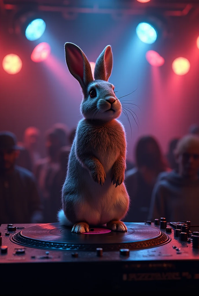 Perfect centering, Cute fat rabbit, Wear a jacket, Wearing sunglasses, Wearing headphones, cheerfulness, Standing position, Abstract beauty, Centered, Looking at the camera, Facing the camera, nearing perfection, Dynamic, Highly detailed, smooth, Sharp focus, 8K