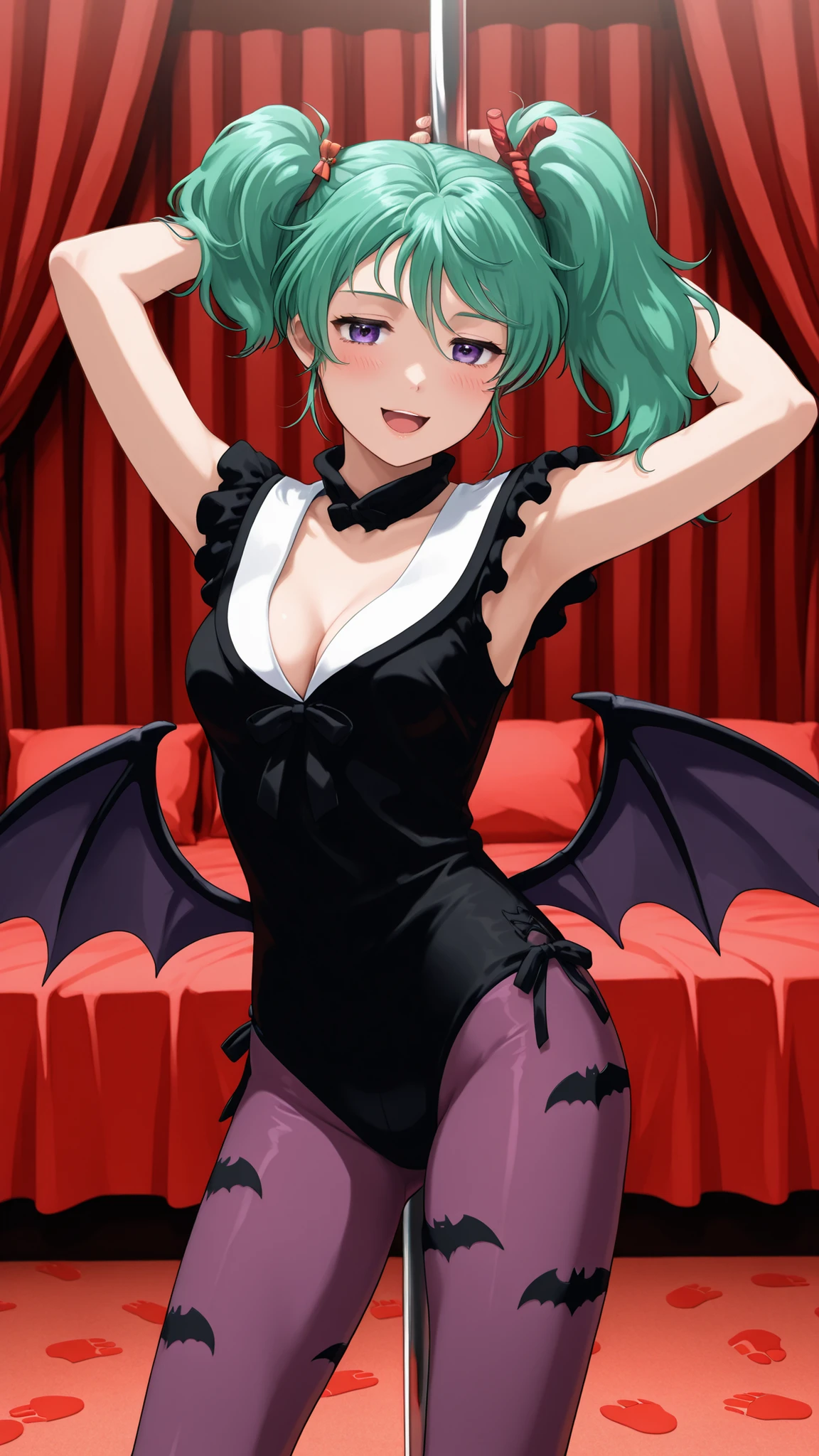 At the breast press,,,attractive eye reflection,beautiful eyes with attention to detail,Lower eyelid ,beautiful and detailed faces,BREAK ,Source_Anime High Quality,(girls:1), nsfw, girls:1 , Sheacher_Guess ,, green hair, Bang, uneven twin tails, Hair Ornaments, purple eyes, viewer、(small tits)、(small chest)、 cute, sexy idol, (is embarrassing笑顔),is embarrassing 、blush, (beautiful eyes), Morigana Enchelin's location,head wing, Lipstick, Makeover, Animal print, bat footprints , Bat Wings , black leotards on stage, Disconnect, garment cutouts, demon girl, fur trim, fur-trimmed leotards on stage, heart cutout, leotards on stage, low wings , pantyhose, print pantyhose, purple pantyhose、(chestを強調))、((小さなchest部))、small breasts
Bedroom, smug, Temptation, random sex poses, orgasmic, Stage, indoor, Pole Dance, Mekosuji, love juice, open mouth, ((front in the sky)), T Panties, (chest)、lean forward