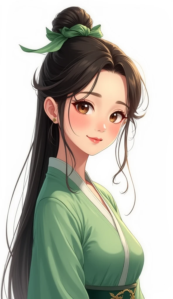 Make a 20 year old woman with straight and long brown hair, and she is indigenous using indigenous accessories, and she's wearing a detective outfit 