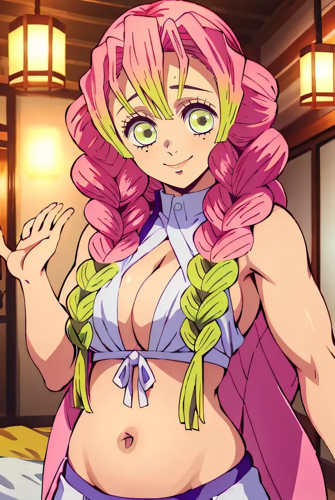 (obra maestra, mejor calidad),1chica, MitsuriKanroji, deslumbrante, sonrisa, , armpits, nurse,armpit focus,showing armpits,sweaty armpits, command to lick, dominant, ((kirkas valo))