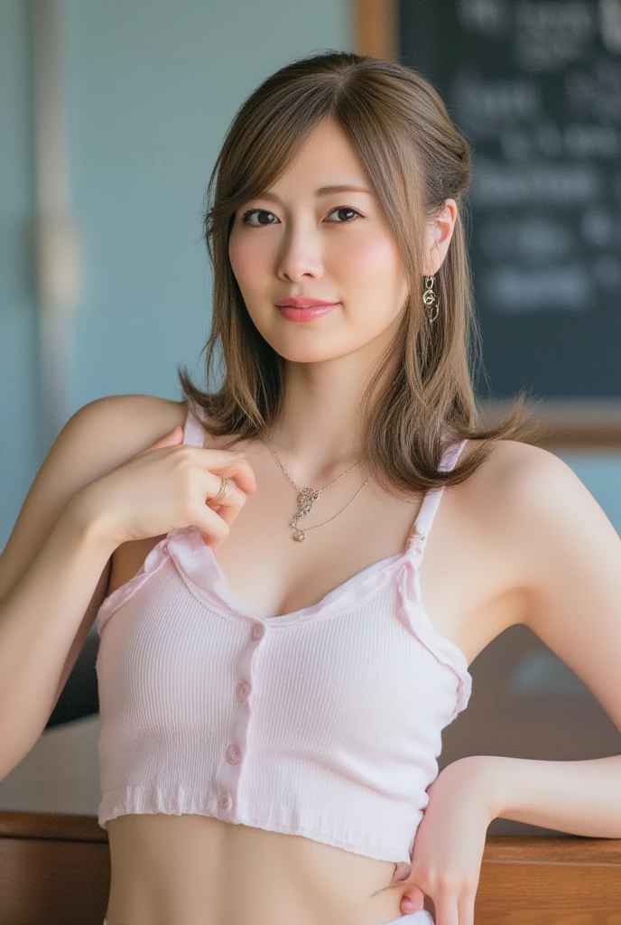 ((Wide-angle photography,  Photo, Take a full body photo:1.4)),
(Formal attire for work, Round neck shirt, Tight , Wearing black stockings:1.5),
(, The shape of the  is visible,Beautiful thighs,Ultra-detailed skin,Small pores in the skin:1.2),

((Her body is incredibly beautiful and stylish:1.2)),
((She is posing leaning forward:1.5)),
((In a fashionable office district, she is walking arm in arm with me, Her  are visible through her clothes, Her breasts are super soft, I can see her :1.6)),
((She is my  friend, Her erogenous zones are her , She is very good at giving ,  with my girlfriend feels amazing:1.8)),

((24-years-old, Mature Minato Ward girl, Naughty lips, Sexy body, Body facing forward:1.4)),
((Small breasts, Flat Chest, chest is slightly drooping:1.2)),

Eye focus, Narrow shoulders, Beautiful clavicle, Thin arms, Thin legs, The back of the hand is beautiful and feminine, Slim figure, Soft belly, Tight waist, Highly detailed face, super detailed breasts, Ultra-detailed skin, Fair skin, Shiny skin,
Ultra-detailed lips, Fuller lips, Thick and soft lips, Glossy pink lips,
Blushing, White teeth, blue eyes,
Beautiful actress makeup, Bruise makeup, Pink lipstick,
Dark brown hair, Delicate and soft hair, (Put your hair up, Fluffy short bob, ponytail:1.2), (Sweep your bangs to the side:1.2),
Stylish earrings,necklace,
