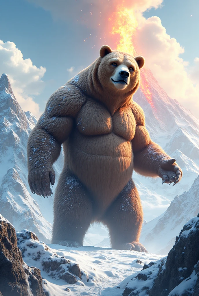 solo, 1boy, Huge Muscular Old Grizzly Bear wearing glasses , pectoral, huge pectoral, wide pectoral, brown fur, short white hair, short black competitive briefs, wristbands and  , bearded, Mustache, muscle beach background, masterpiece, high detailed, 8k, high resolution, at the muscle beach working out his chests on the cable crossover, machine carrying over 100lbs and 45kgs stacks of heavy weights, pulling the wires, pumping it up chest