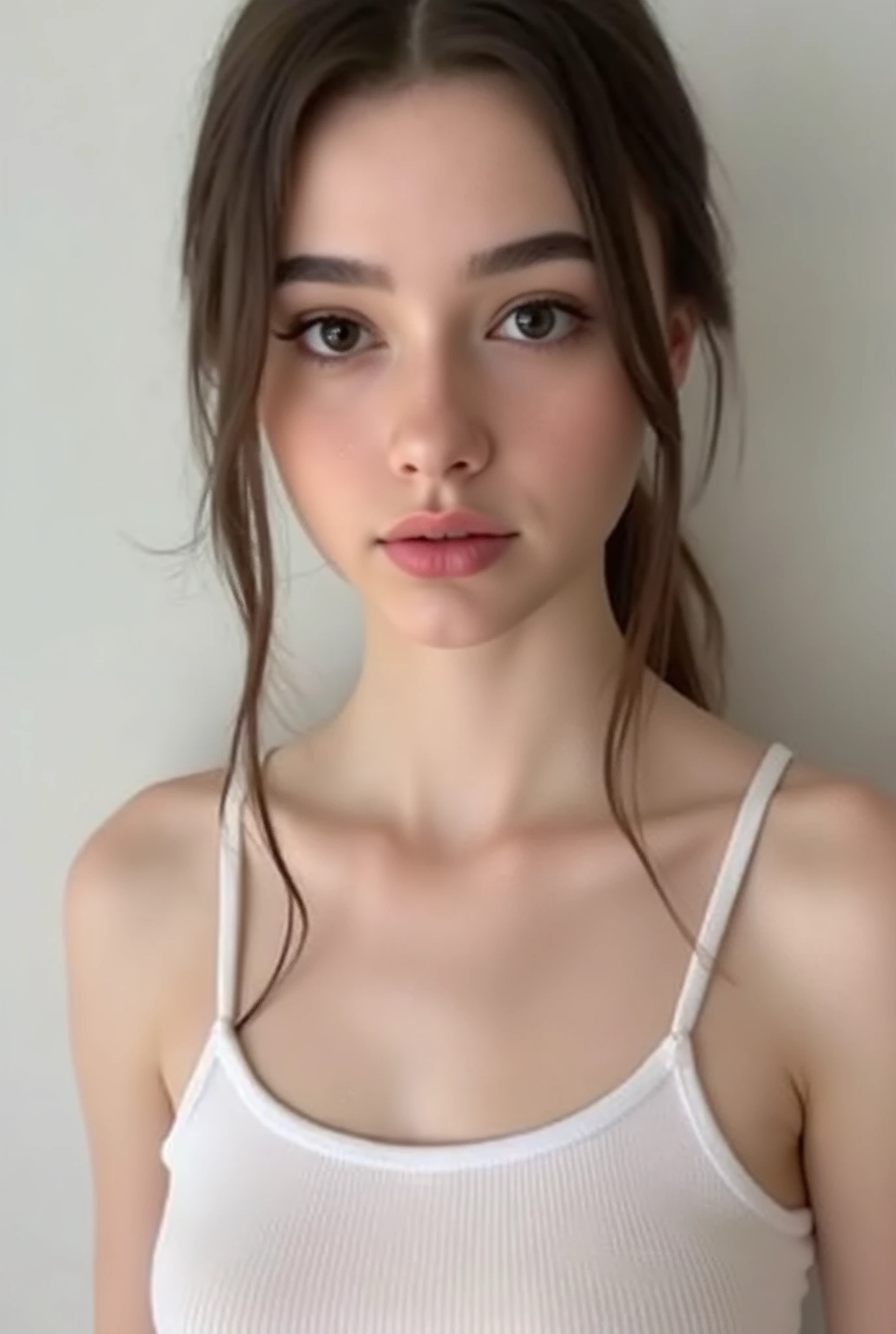 Dasha Taran wearing White Ribbed Tank Top 