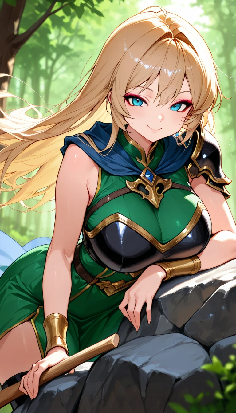 one girl,riesz,white see-through,white princess,boobs,large breasts,cute face,smiling,outdoor,castle,ruins,((high quality,masterpiece,highly detailed,fantasy))
