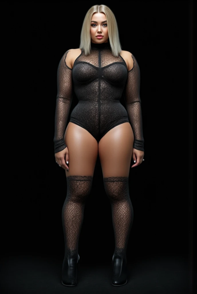 2 heads,Photo of a 50-year-old woman with brown hair, a captivating gaze, Brown eyes, Wrinkles on her face, Black pantyhose,Black High Heel Boots,she wears very  white underwear、、Revealing her large sagging , Light makeup and red lips. 32K