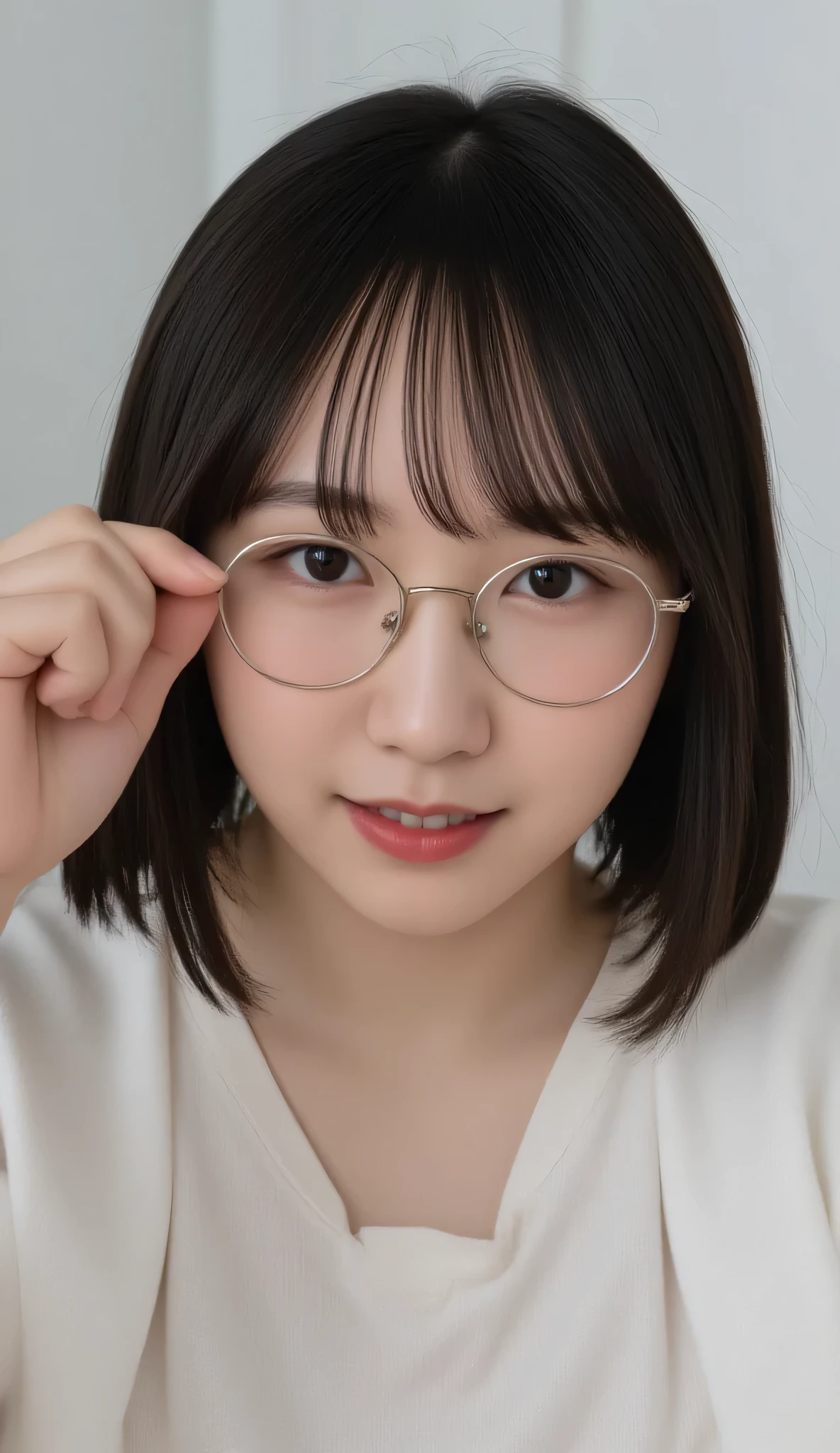 1girl, Solo, High Resolution, Masterpiece, Anatomically Correct, Accurate, real proportions, detailed skin, detailed face, Best Quality, real life style, black hair, bob hair, glasses, tween