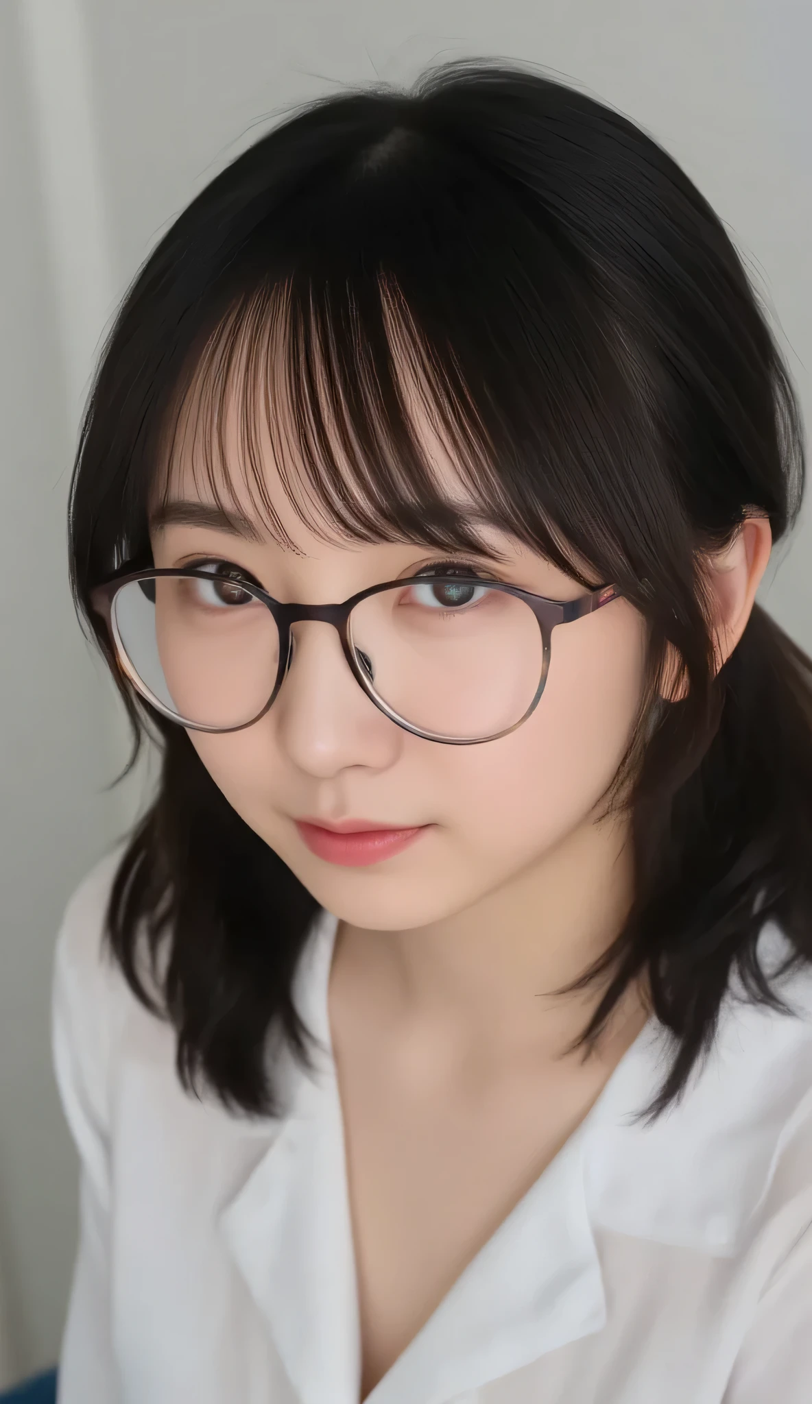 1girl, Solo, High Resolution, Masterpiece, Anatomically Correct, Accurate, real proportions, detailed skin, detailed face, Best Quality, real life style, black hair, bob hair, glasses, tween