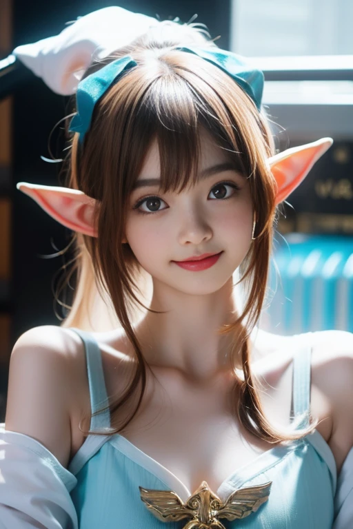 Concert hall venue。Elf Idol Girl。I have a big mole under my eye。I was so moved that I was laughing and crying at the same time.。He waves his hands high in the air and thanks the audience.。