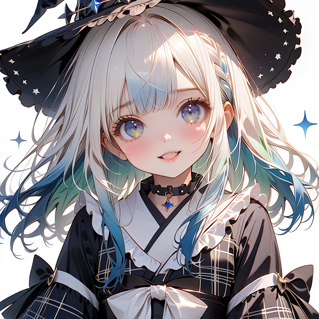 🎶, (🧙‍♀️), ✡, ✨(hat), , Alice in Wonderland, Alone, very beautiful, cute, adorable, embarrassed, alone, blue eyes, look at viewer, looking up, kawaii tech, pastel colors, kawaii, cute colors, Alice in Wonderland, alone, very beautiful, cute, adorable, embarrassed, alone, blue eyes