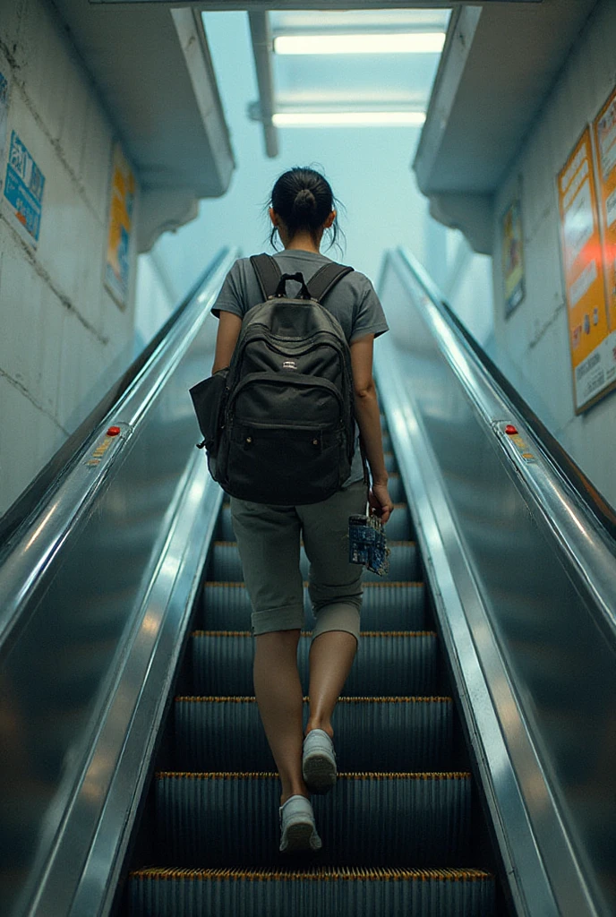 Young university student heading towards a university with an anguished face