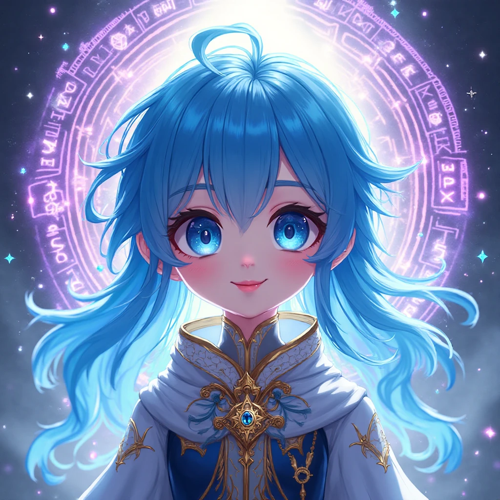 Rimuru Tempest portrait, adorable androgynous face with large azure ...