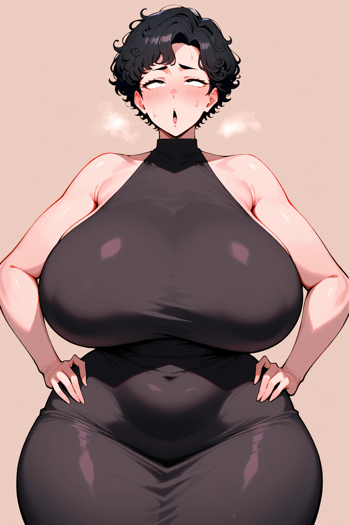 masterpiece, best quality, ultra-detailed, Potrait of beautiful , (chubby) (sexly), (plump), (muscular), (sexly), (????), ((tomboy)), (???????), (???????), (Plump), ((very short hair)), (boyish), (?????), (naughty), (young), (Short Hair), (pudge face), (cute), (handsome), (????), (Big ??????), (Bad body odor), (Elegg), (purple eyes), (belly button), ((The eyes are hidden by the bangs)), (Sinister), (overweight), (????), ((thick)), 