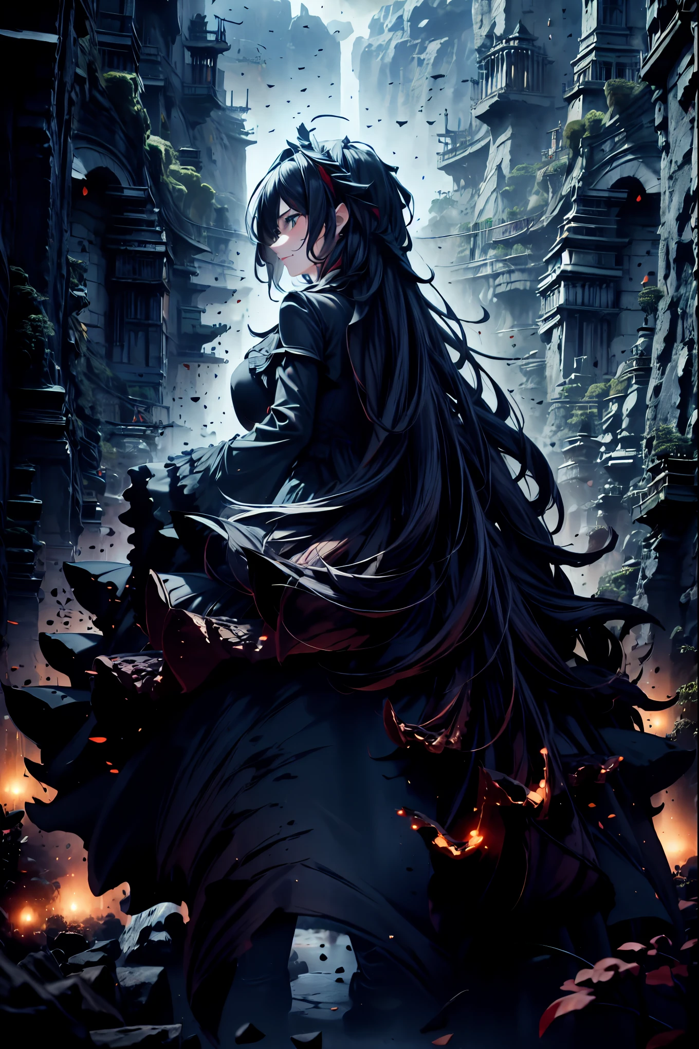 Family of Vampires,Crimson Night、Shadows,Detailed Photorealistic Portraits,inflammation,Delicate texture,realistic composition,Dynamic Perspective,Dark Gothic Atmosphere,Medieval Europe,Ancient City,meteor、空から降り注ぐmeteor、無数のmeteor群,I can see the fangs,1 woman,Heavy Texture,fantastic lighting,Deep Shadows,Dark and Delicate Color Palette,painterly texture,high resolution,4K Digital Art,Realistic Textures,Professional,extreme detail,vivid colors,bokeh