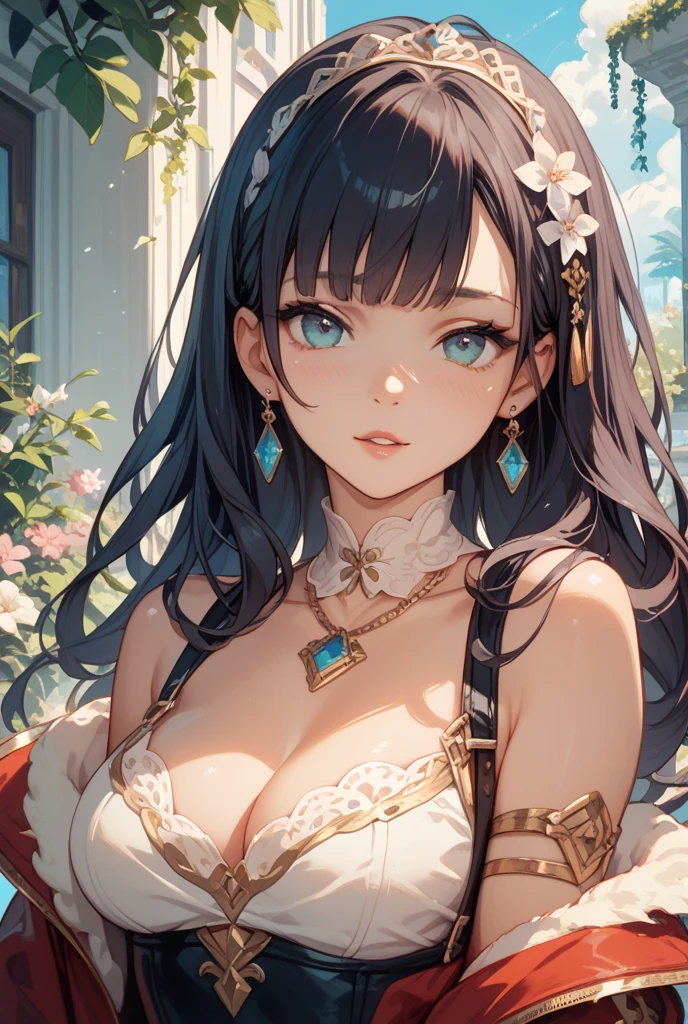 cartoon，cat ears，Beautiful detailed lips，middle smile，Extraordinary ???? beauty，???? and refreshing look，Perfectly beautiful and lovely face hidden in glossy golden silk hair，Young woman，Beautiful, lovely and clear big eyes，playful expression，gorgeous dress，Jewelry，medium：cartoon style，Soft pastel shades，soft light，Gorgeous background，Happy and optimistic atmosphere