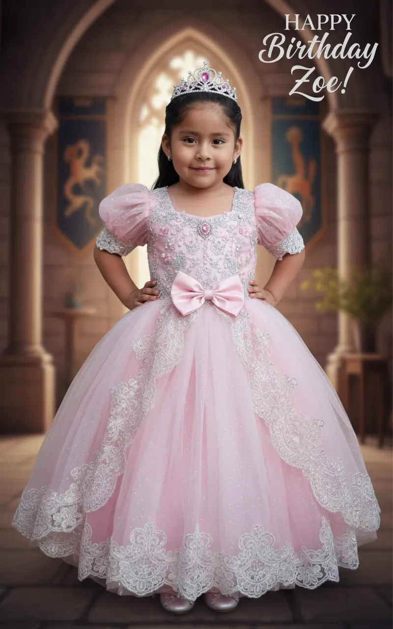 Girl two years old in a fairy forest