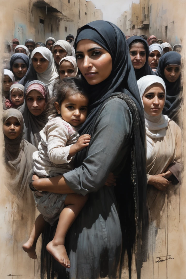 Pale skin Kurdish woman in straight hijab  shoulder  arm  breast debating with a man in village room angry raged 