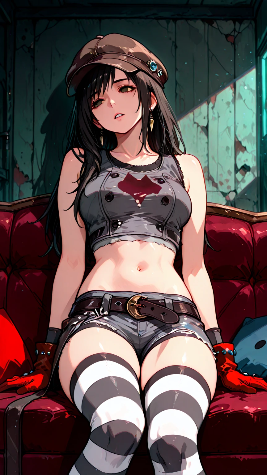 score_7_up, 1girl, solo, 1girl, solo, , micro_bangs, , evil, off-shoulder shirt,  <lora:Shizuma_Yoshinori_PonyXL_style_v01:1>