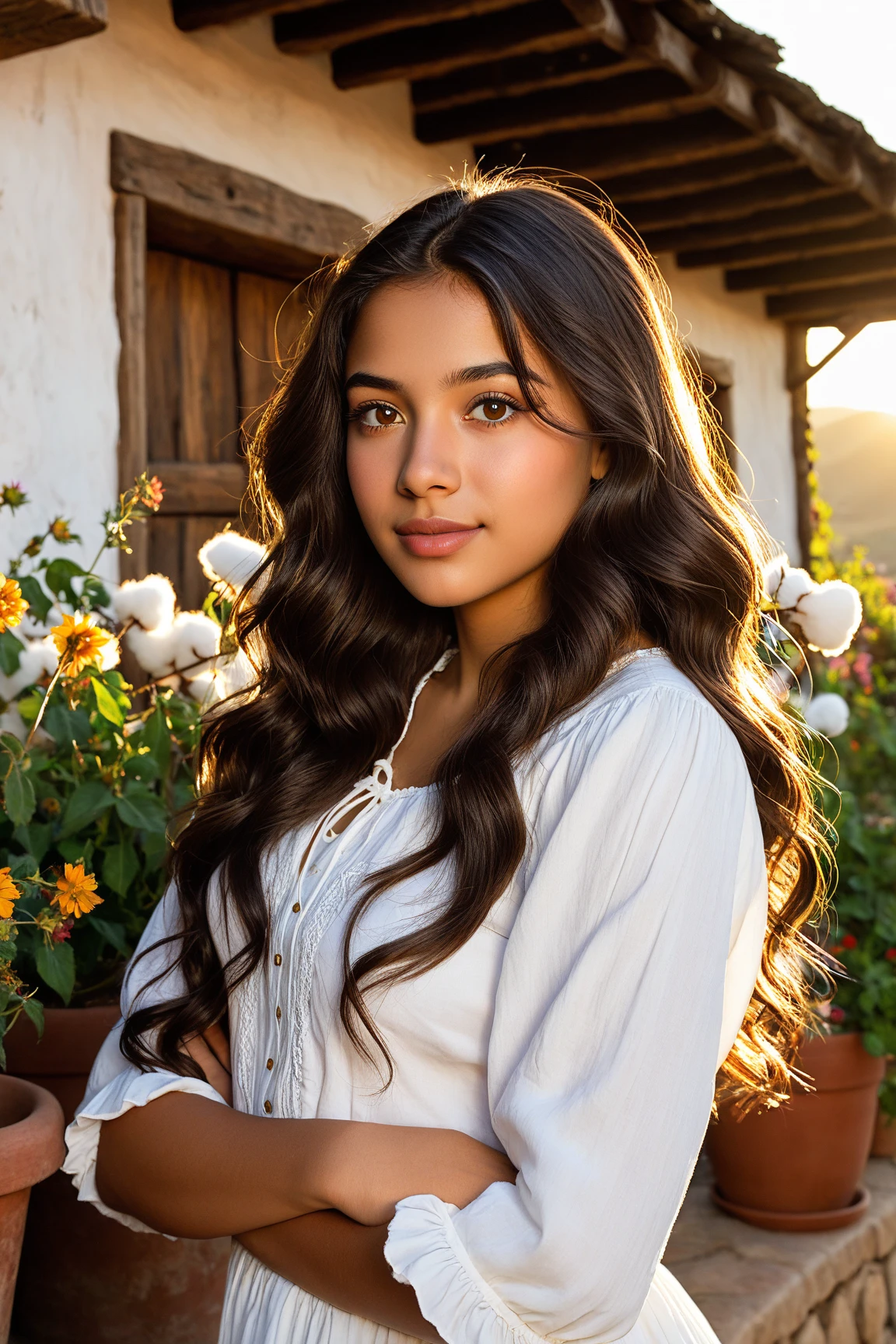 20YO, small nose, one women,attractive, Jordanian, Arab, Bright Yellow shirt, cute smile, cute face, white teethes, skinny face, light brown eyes, black/blonde long hair