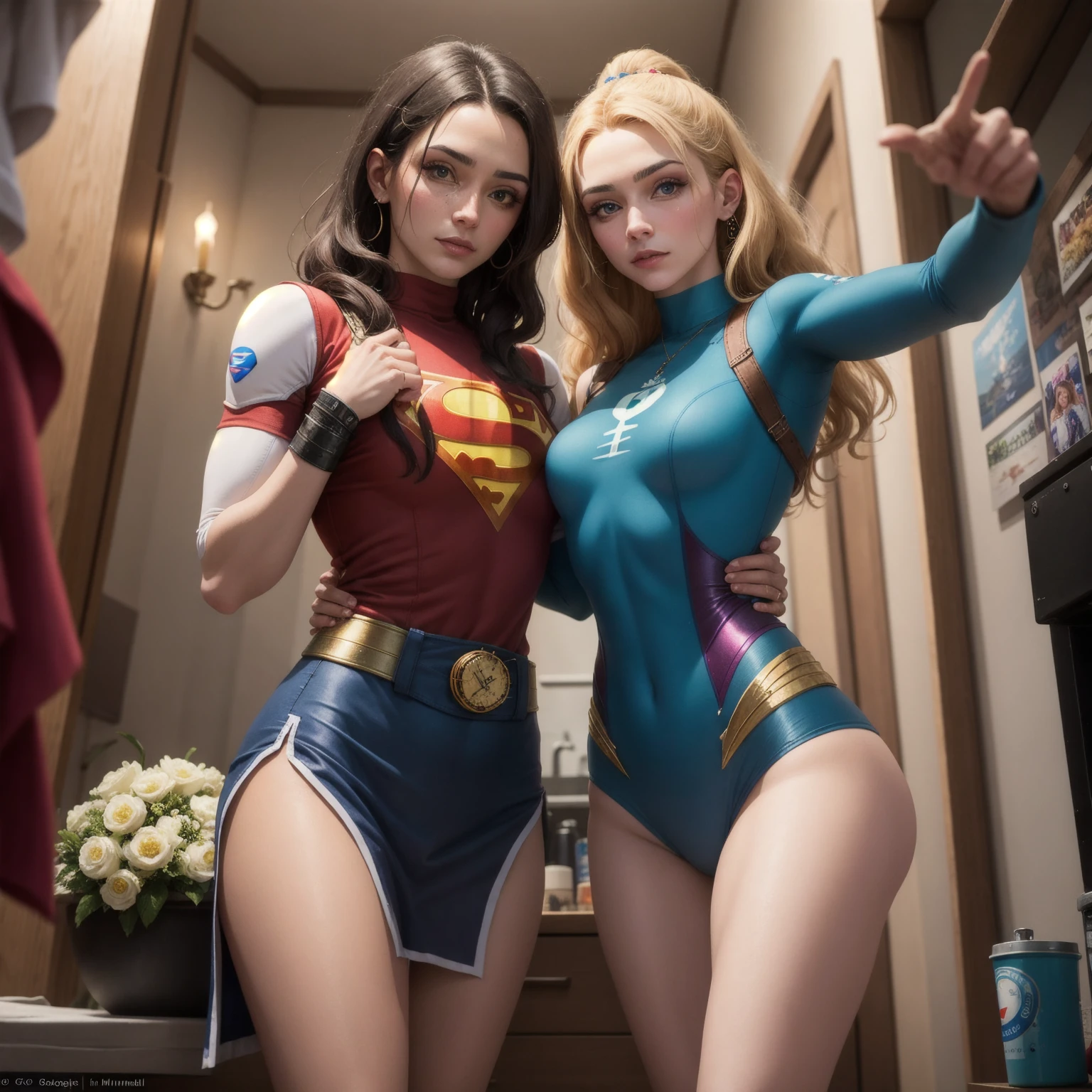  Supergirl cabelo loiro longo e olhos azuis, faixa de cabelo preta, Croptop branco, mangas curtas, capa vermelha, blue pencil skirt, Botas vermelhas, luvas brancas, esperma no rosto, gozada facial, rosto molhado, , , Showing the tongue, cara de safada, gozada, milk in body