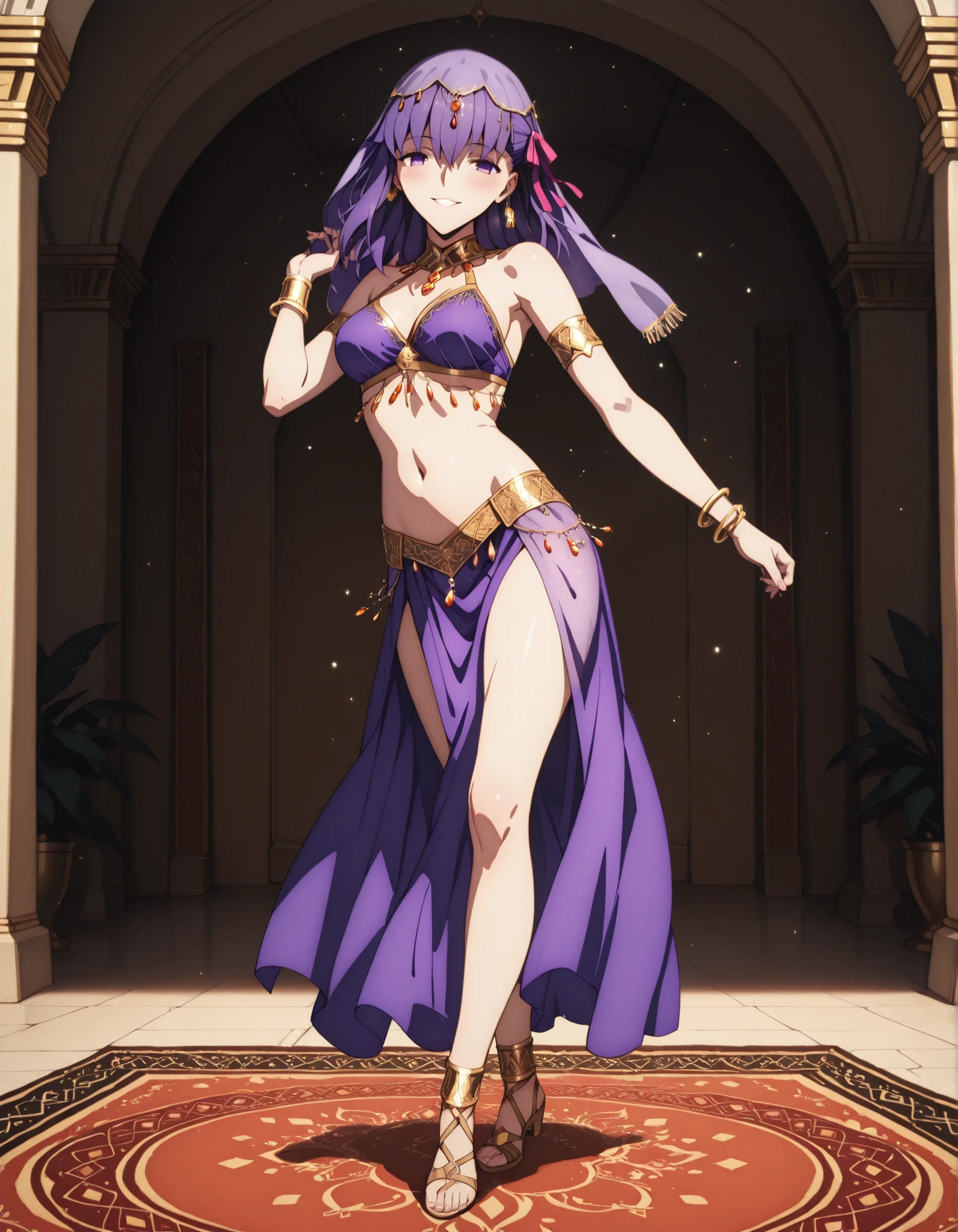 (1girl:1 . 5) , (Seul:1 . 5) , score_9 , score_8_haut , score_7_haut , source_anime , Official work , ultra-detailed , masterpiece , best quality selfie snapshot , high resolution , beaux yeux , detailed eyes , detailed face , beautiful detailed eyes ,Fate,Matou Sakura,Arabian Clothes , Arabian Dancer ,belly dancer costume ,full body,golden jewelery,,armlet, belly dancing,arabian garden,seductive smile, dancing with veil, dynamic movement,dance posture, seductive pose