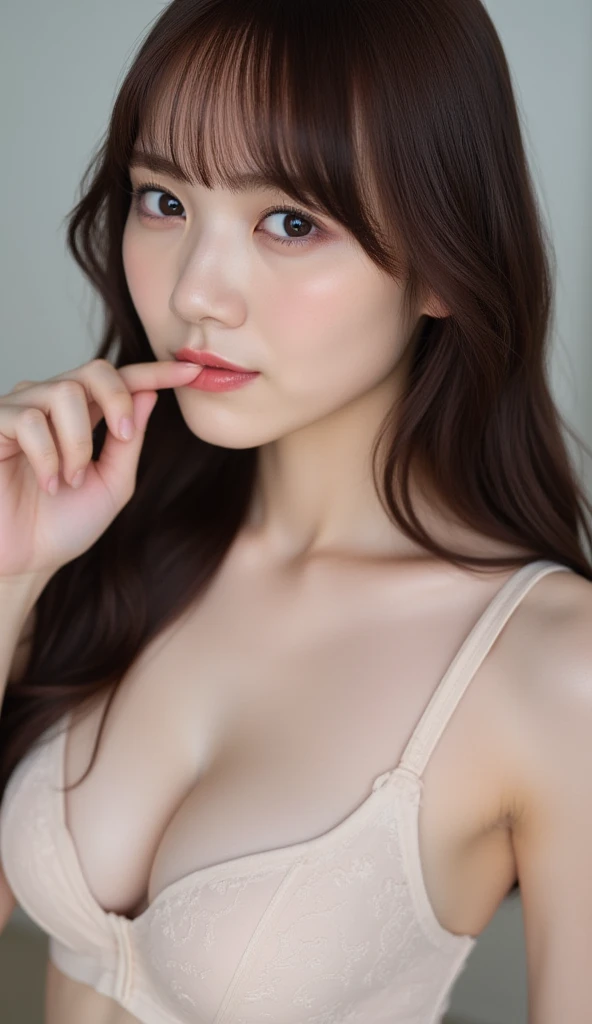 (8k), (highest quality: 1.2), (Realistic), (Realistic: 1.37), Ultra-high resolution,RAW Photos、 1 girl, Head to knee photo、cute, smile, Mouth closed, Beautiful details, Beautiful Nose, whole body, Wet Hair, Giant Dulcefo, pork, , (Large Breasts)、Saggy breasts、Soft Breasts、Overflowing breasts、Overalls on the skin、収まりきれないLarge Breasts、Voluptuous thighs、Odd Eye、Heterochromia iridis