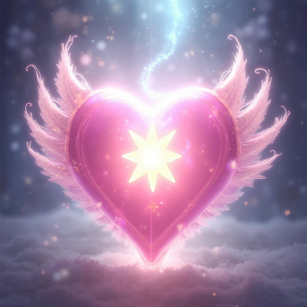 "Por favor, Create an image that represents the fusion of the human heart with the supernatural realm and the vast universe.

Imagine an ethereal and mysterious scenario. No centro da imagem, A human heart shines with a soft, sparkling light. The heart seems to be floating in a translucent mist, evoking a sense of mystery and transcendence.

From the heart, emanates a series of projections, each representing a unique aspect. Some projections take the form of elements of nature, like branches of trees, flower petals or dancing flames, evoking a deep connection to the natural realm.

Other projections extend into outer space, turning into bright constellations, distant galaxies or rays of shooting stars. These cosmic projections symbolize the expansion of human emotion beyond the limits of the Earth, conectando-se ao vasto universo.

A paleta de cores inclui tons de azul celeste, violeta profundo e dourado, Creating a magical and spiritual atmosphere. The soft light emanating from the heart and projections contributes to a sense of peace and awe.

The resulting image captures the idea of a human heart that transcends earthly boundaries, Exploring the Supernatural and Cosmic Realms. This fusion of the human and the divine creates a visual narrative that evokes the search for the deepest emotional connection and the expansion of one's own essence into the vast universe."