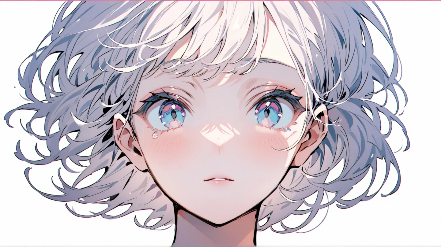 A close up of a person with a blue dress and a white hair - SeaArt AI