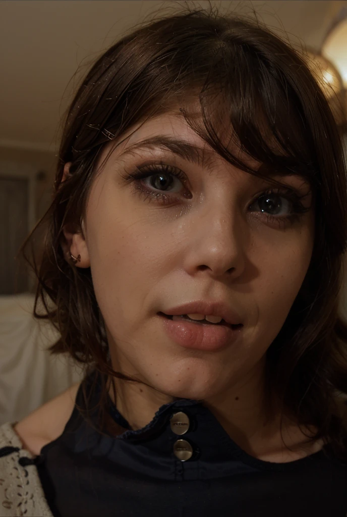 mia goth, black hair girl, ???????, ????????, wearing bandana, short hair, wrapped in a bandana