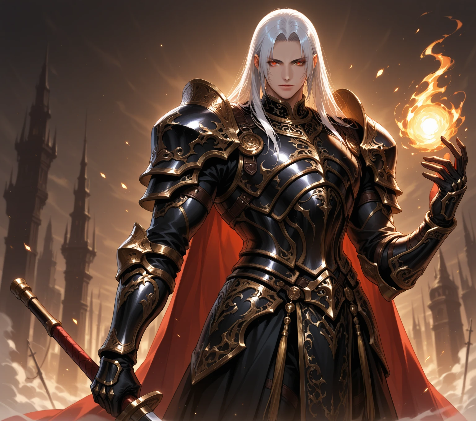 Castlevania Shadow Lord handsome muscular Lord Dracula leading troops armed with demons to war hyper realistic super detailed Dynamic pose super detailed faces hyper realistic super detailed