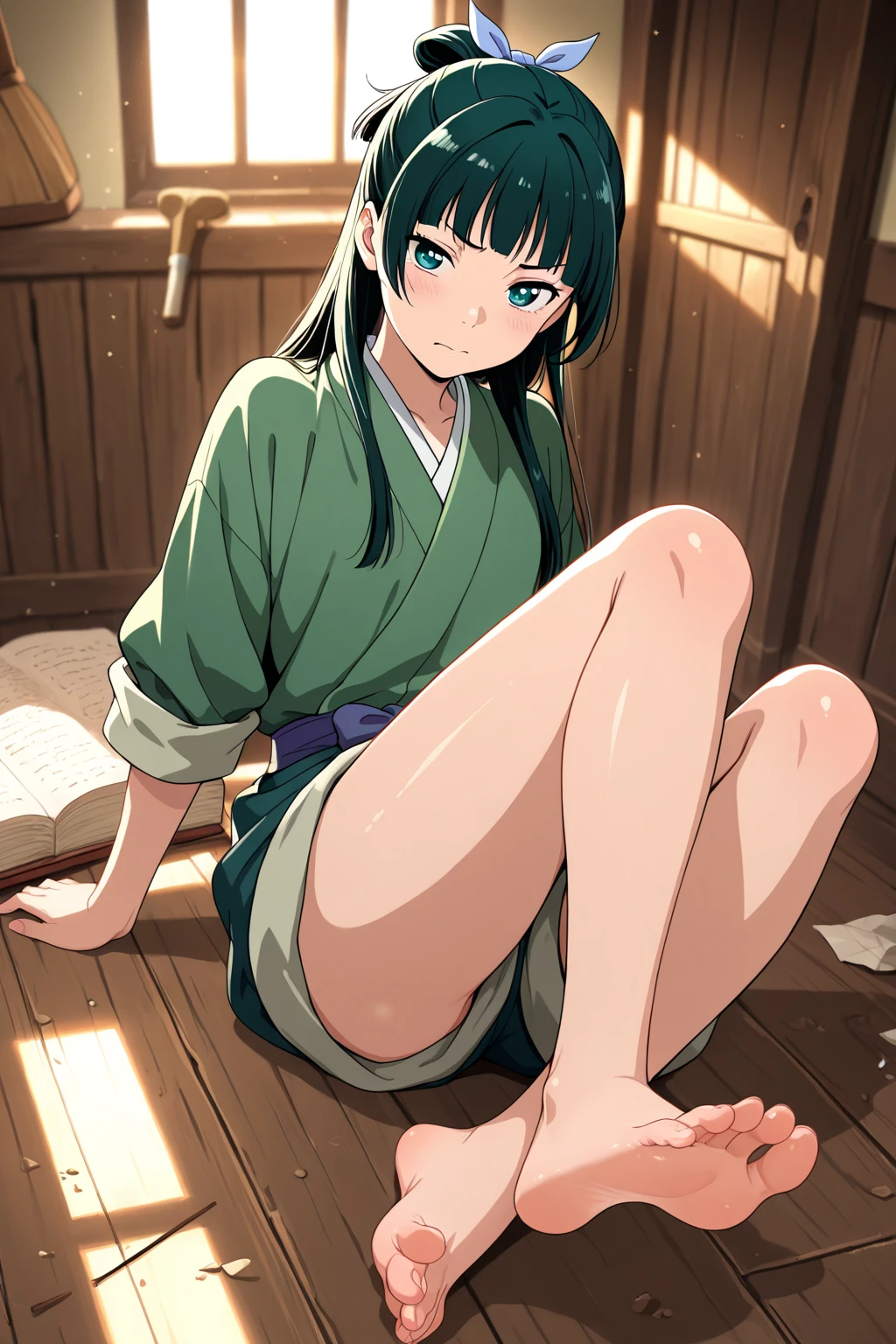 (masterpiece, best quality, ultra detailed, absurdres:1.5) , 1girl, (????, beautiful woman, perfect face, perfect eyes, perfect female body, ????????????)1.5, ((kagomeiy, higurashi kagome,  white sailor shirt, green sailor collar, red neckerchief, green pleated skirt, (white panties:1.2) , white socks, loafers, long hair, black hair, spiked hair, hair between eyes, wide bangs, )) , (sitting on a chair, (??????????, showing panties:1.3) , (yellow stain on bottom of panties, ??? puddle on chair Seat:0.8) , (golden liquid running down chair legs, golden liquid droplets failing from edge of the chair:1.0) .  (peeing self :1.5 ), (inside a Japanese classroom), perfect lighting, smooth, hdr)