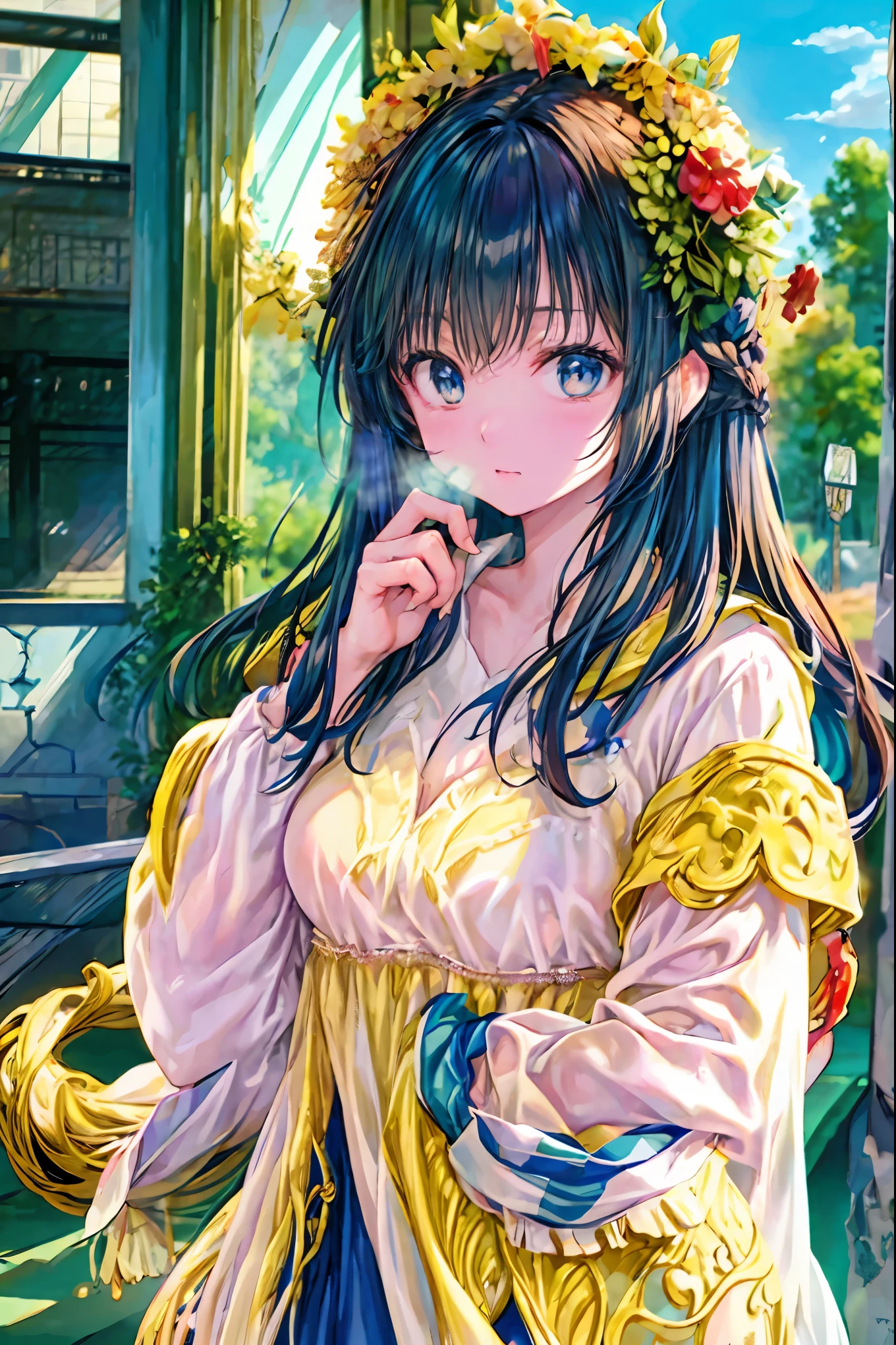 Girl、My hair flutters in a strong wind,Strong winds,Leaves fluttering,Illuminated by a Mysterious Summon、Moment where ordinary everyday life completely changes,High Quality 4K Realistic Depiction,Becomes the central character of the story due to special events,Tokyo Disneyland,Tokyo Disneylandの活気に満ちた魔法のような雰囲気の中を歩く, casual clothes、cute clothes、Cinderella Castle can be seen in the background, warm sunshine、The vibrant and cheerful atmosphere of Disneyland,Families and couples pass by,開いた扉から吹き込むStrong windsに照らされ、Awakening by a Spotlight,Blue Sky、 vast plains 、Dense forest、Rocky Mountain、Fantastic Light、Signs of Life。cinematic lighting、ultra high definition、Three-dimensional lighting、masterpiece、sharp focus、dynamic pose、8K、intricate details、A magnificent composition、vivid colors、Amazing Visual Effects、movie、Dramatic Atmosphere